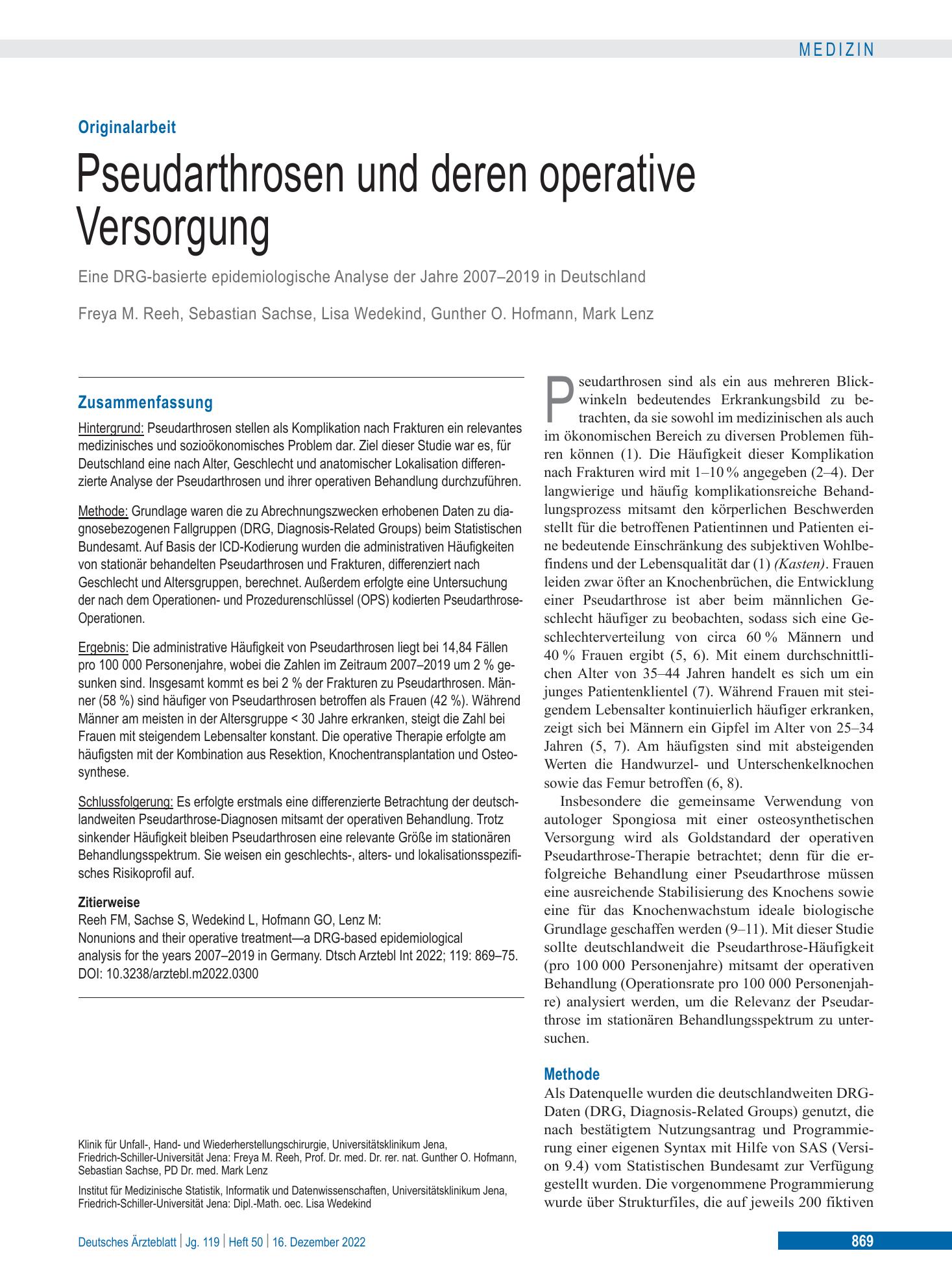 Vorschauseite 1: Pseudarthrosen und deren operative Versorgung – Deutsches Ärzteblatt