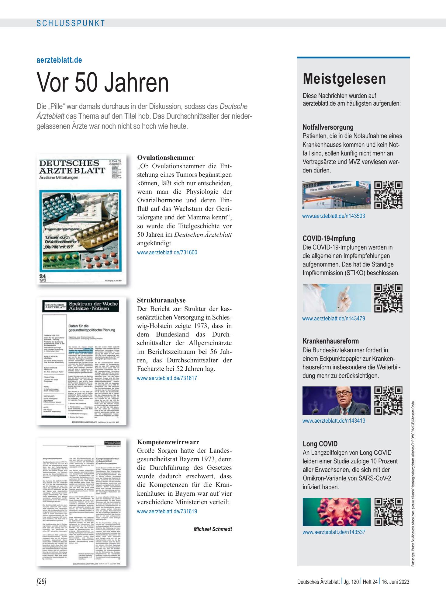 Vorschauseite 1: Meistgelesen – Deutsches Ärzteblatt