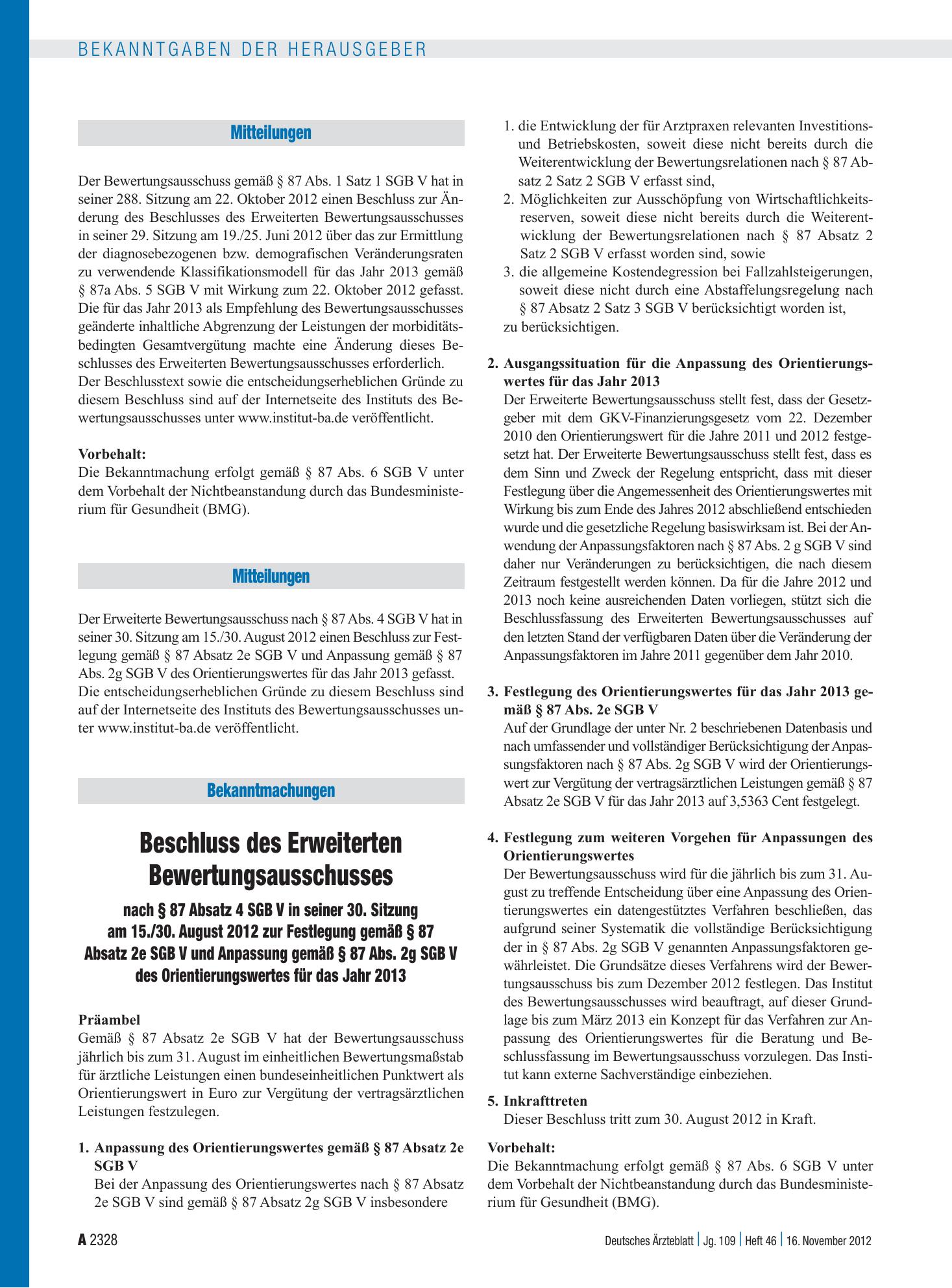 Vorschauseite 1: Mitteilungen – Deutsches Ärzteblatt