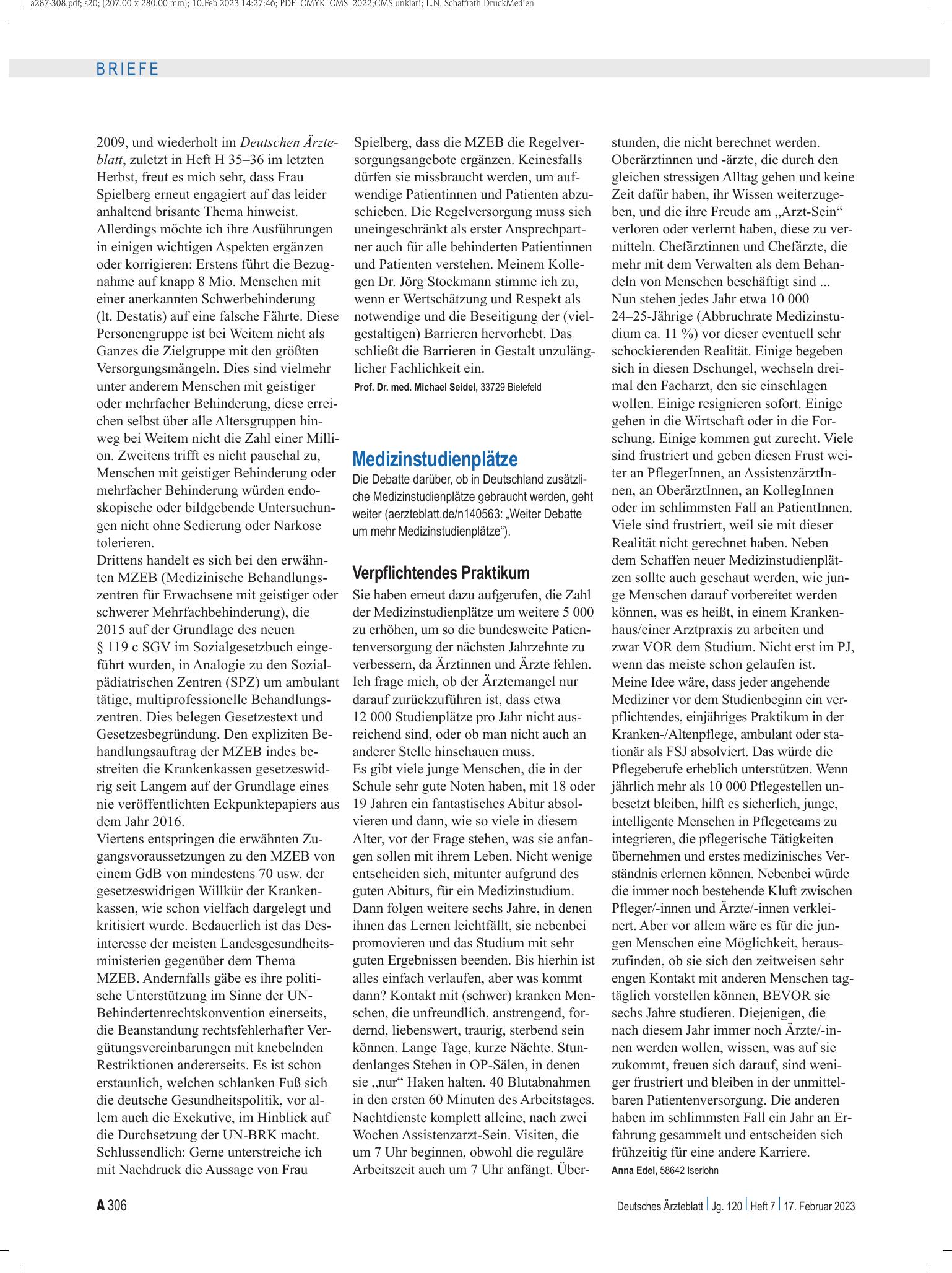 Vorschauseite 1: Medizinstudienplätze: Verpflichtendes Praktikum – Deutsches Ärzteblatt