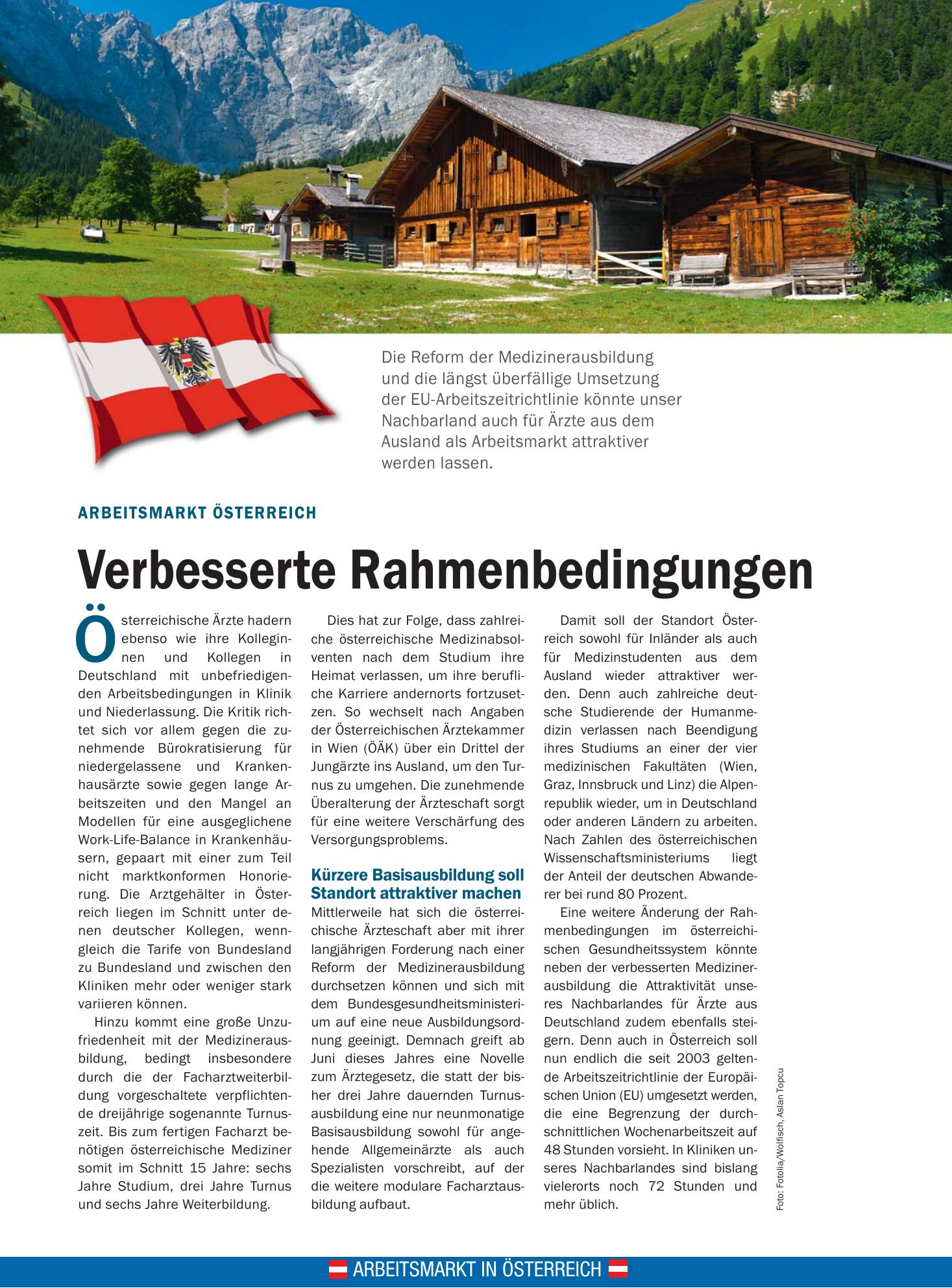 Vorschauseite 1: Arbeitsmarkt Österreich: Verbesserte Rahmenbedingungen – Deutsches Ärzteblatt