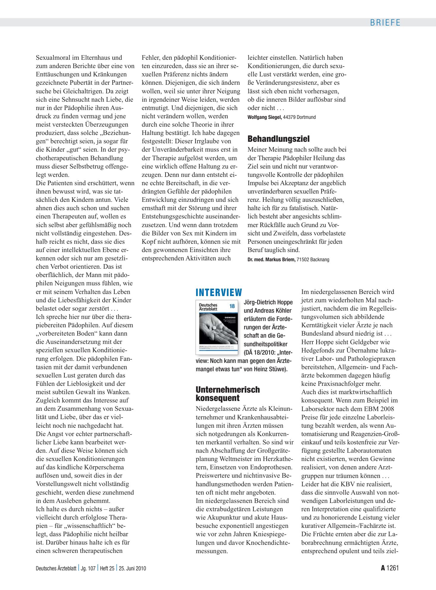 Vorschauseite 1: Interview: Unternehmerisch konsequent – Deutsches Ärzteblatt