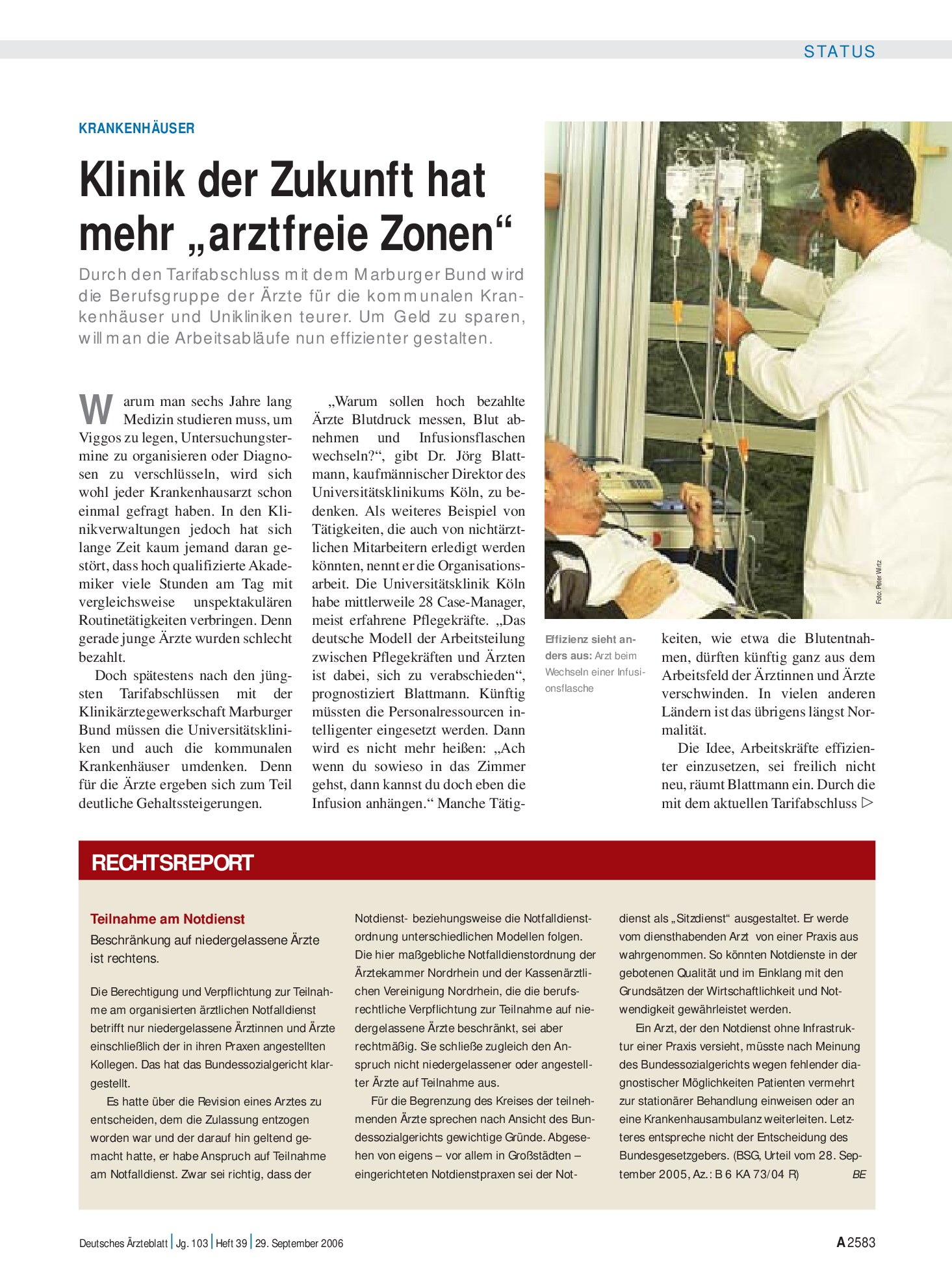 Vorschauseite 1: Teilnahme am Notdienst: Beschränkung auf niedergelassene Ärzte ist rechtens – Deutsches Ärzteblatt