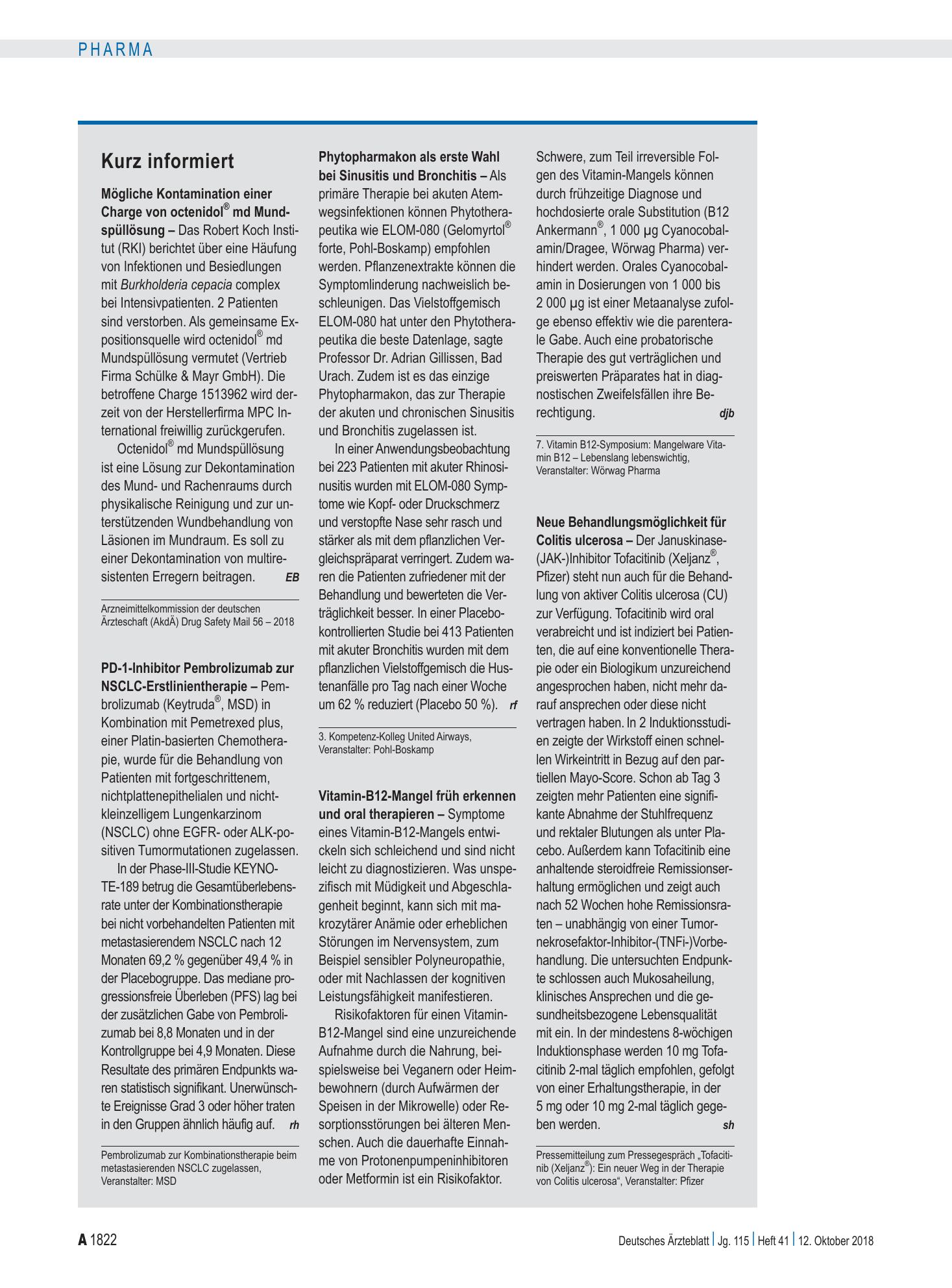Vorschauseite 1: Kurz informiert – Deutsches Ärzteblatt