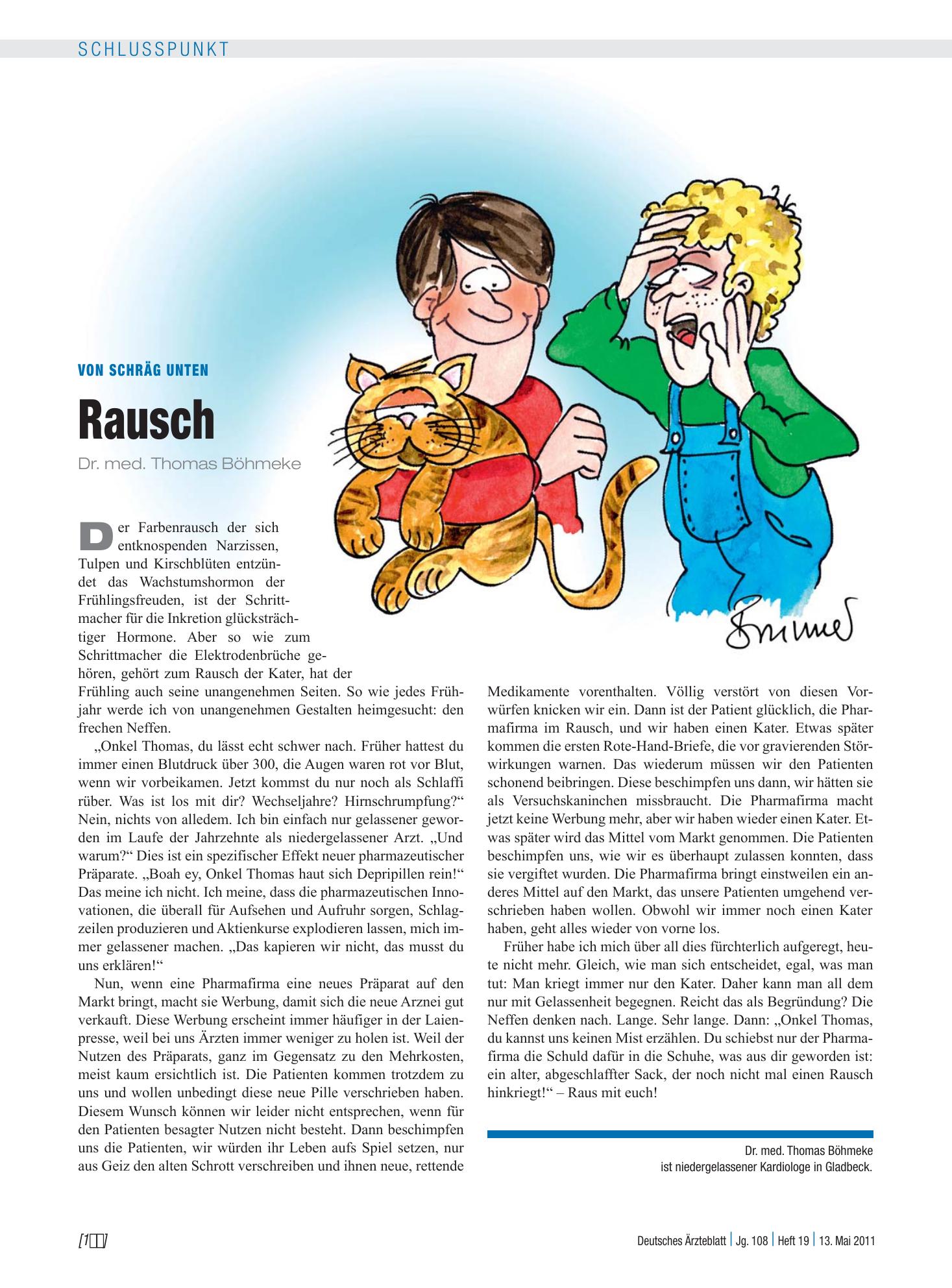 Vorschauseite 1: Von schräg unten: Rausch – Deutsches Ärzteblatt