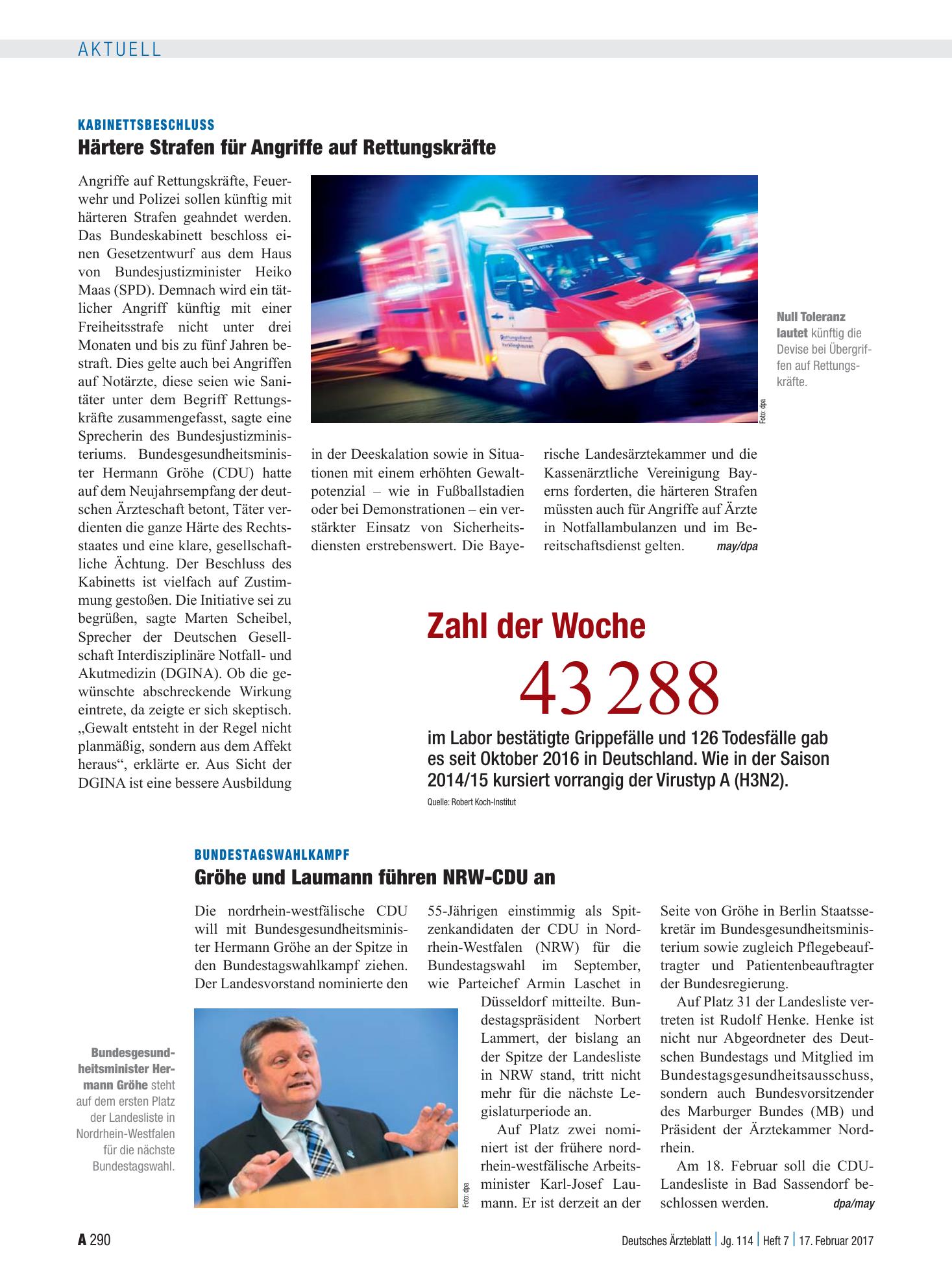 Vorschauseite 1: Zahl der Woche 43 288 – Deutsches Ärzteblatt