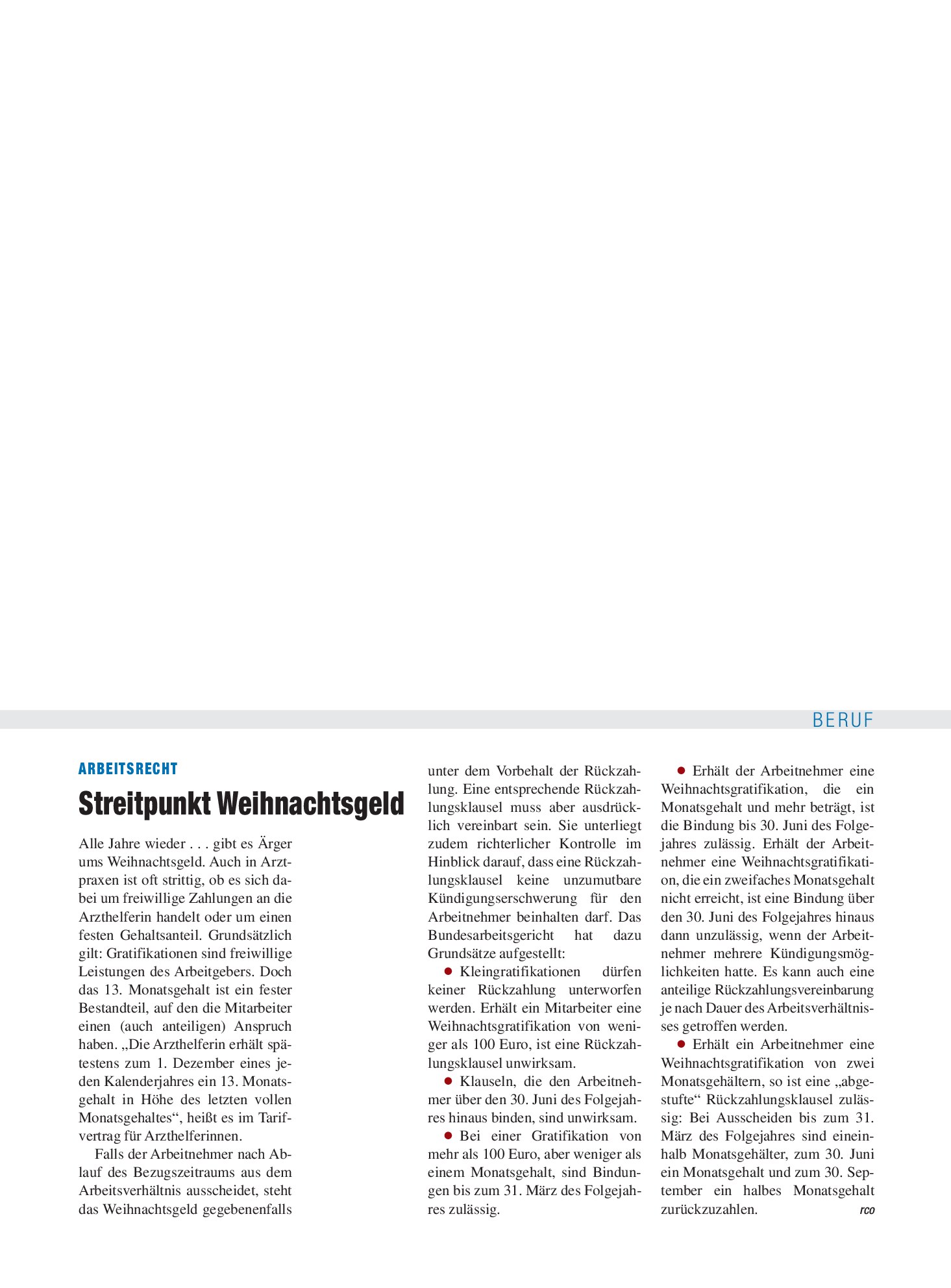 Vorschauseite 1: Arbeitsrecht: Streitpunkt Weihnachtsgeld – Deutsches Ärzteblatt