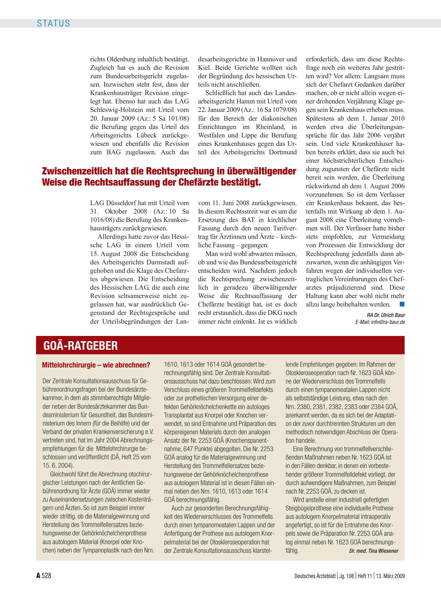 Vorschauseite 1: Mittelohrchirurgie – wie abrechnen? – Deutsches Ärzteblatt