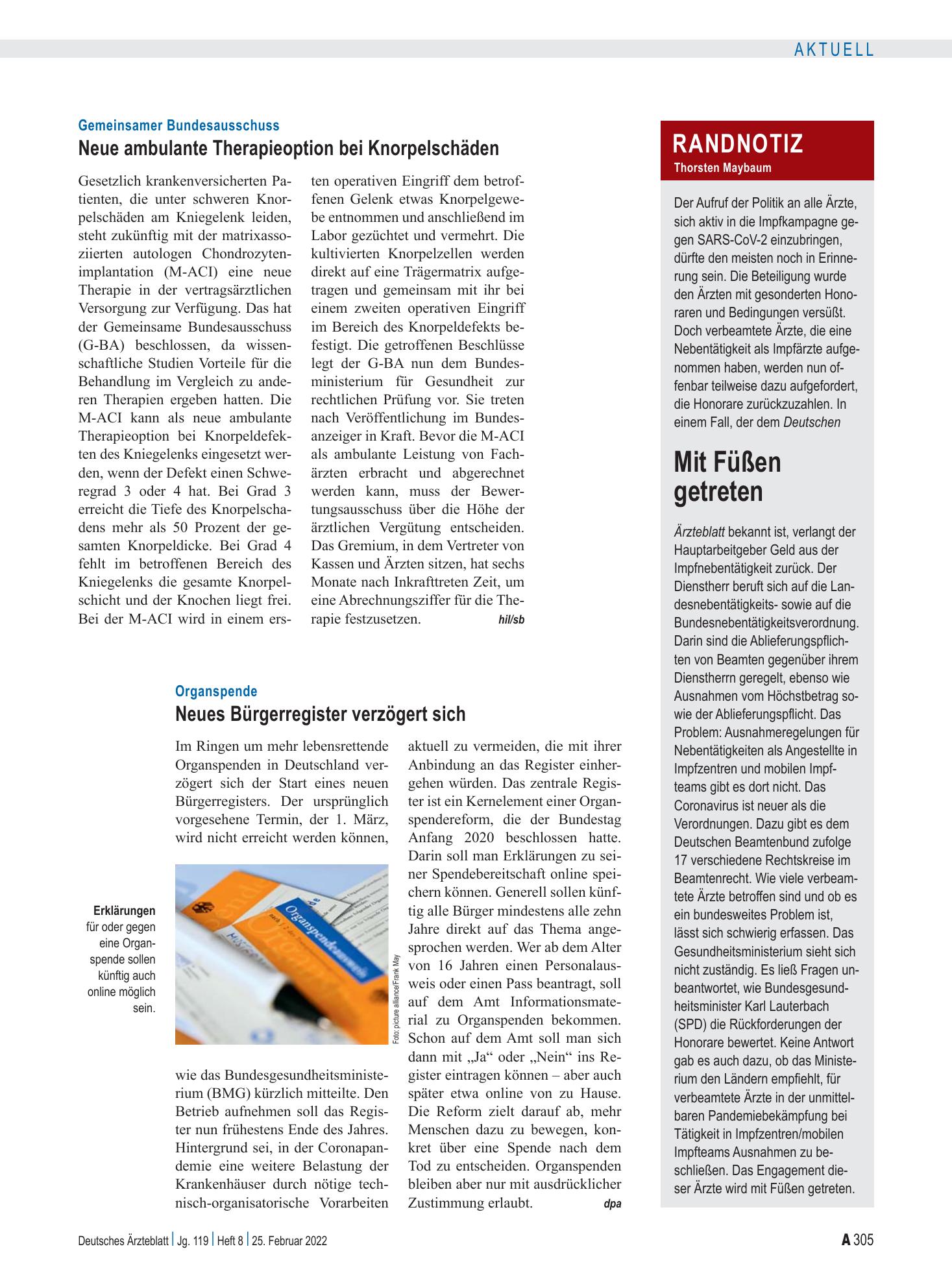 Vorschauseite 1: Randnotiz: Mit Füßen getreten – Deutsches Ärzteblatt