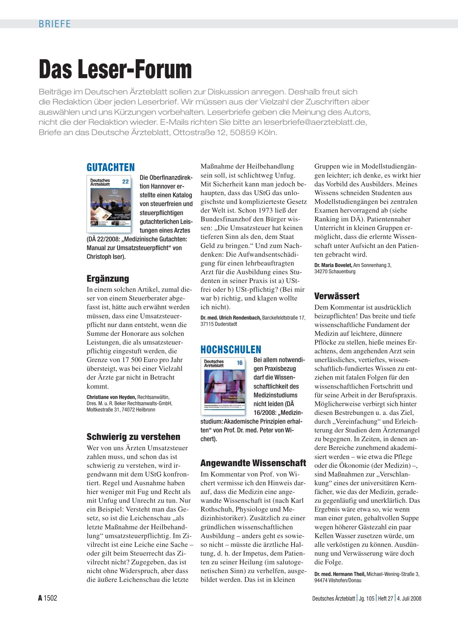 Vorschauseite 1: Hochschulen: Verwässert – Deutsches Ärzteblatt