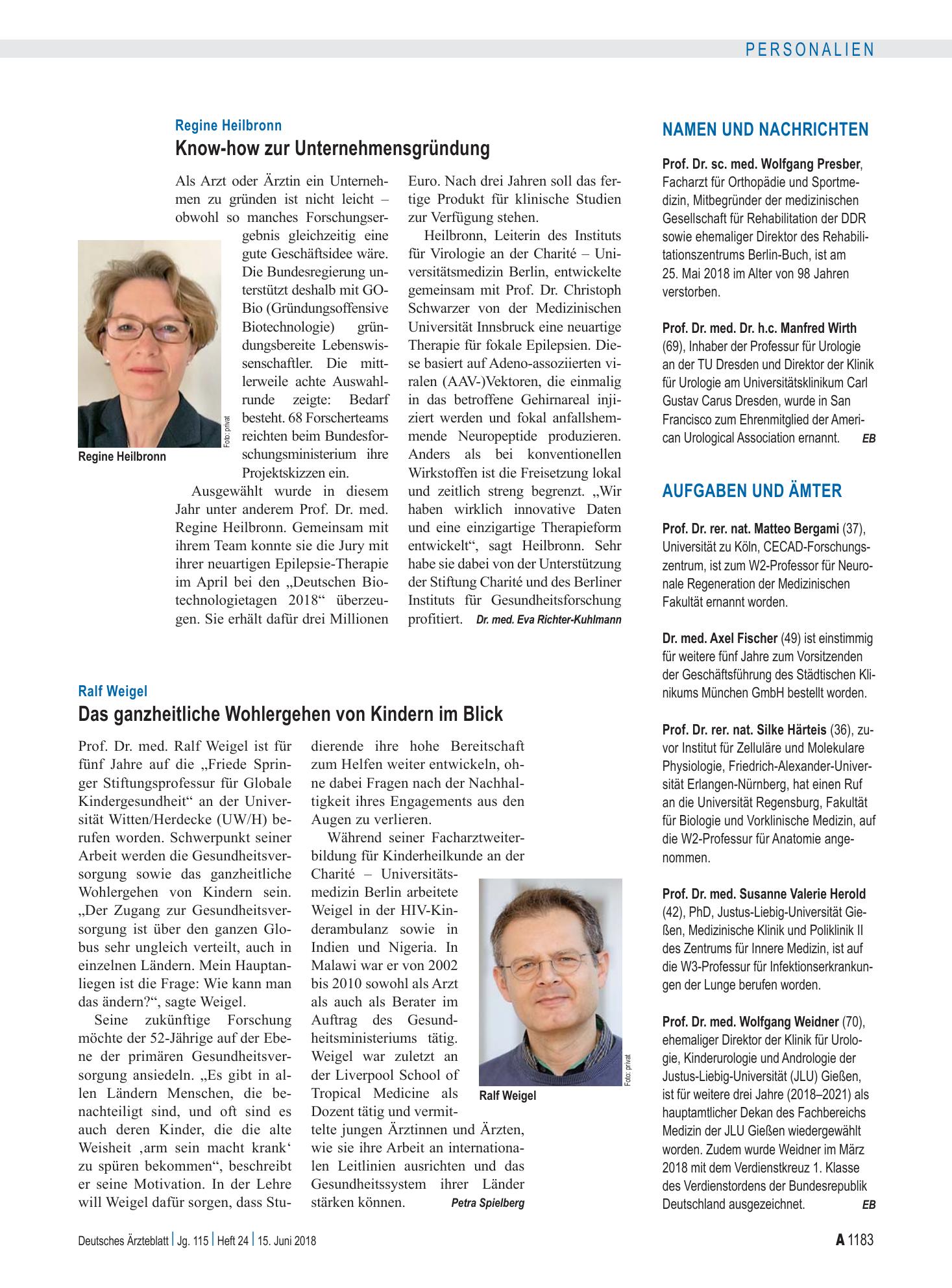 Vorschauseite 1: Aufgaben und Ämter – Deutsches Ärzteblatt