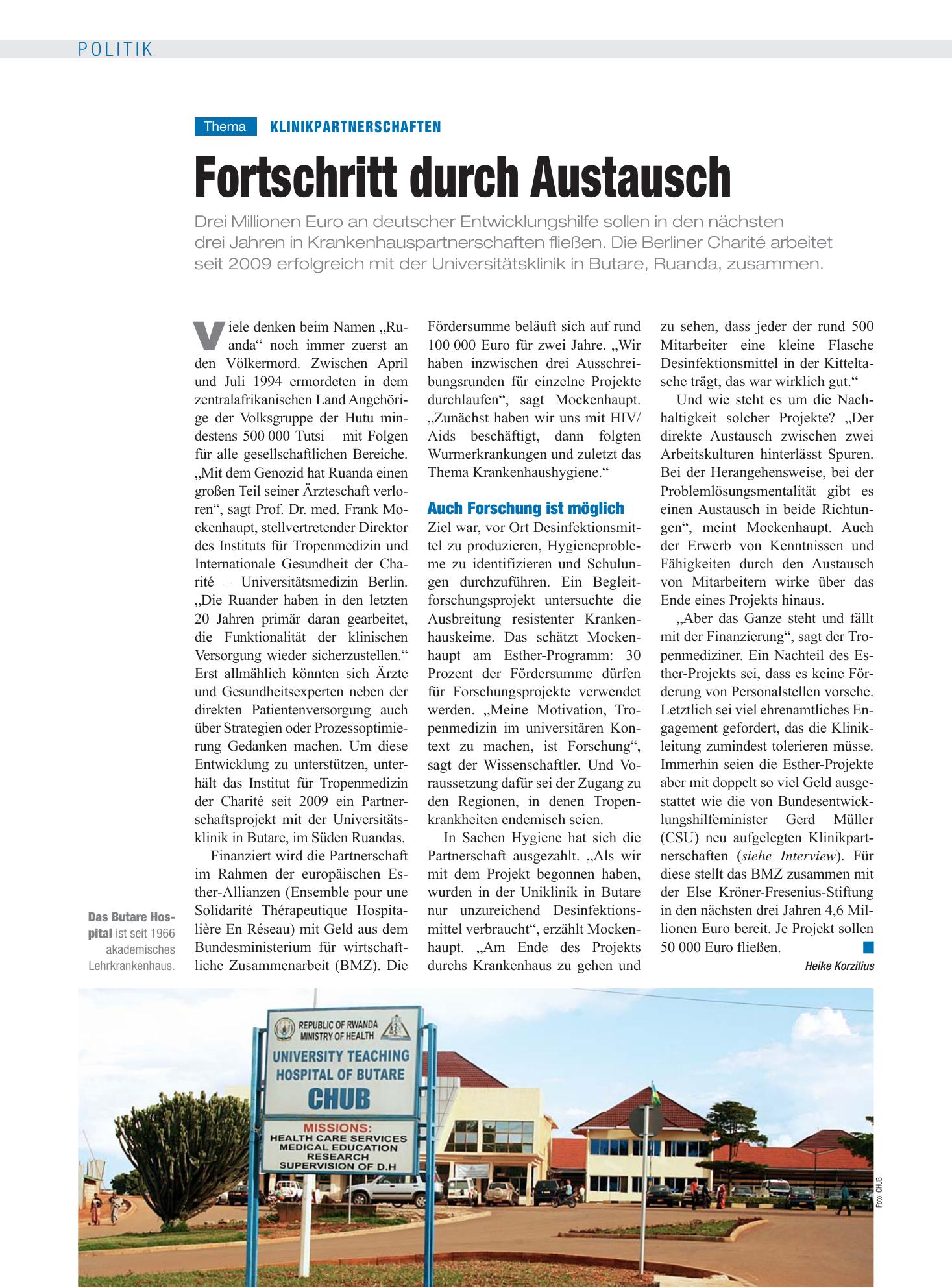 Vorschauseite 1: Klinikpartnerschaften: Fortschritt durch Austausch – Deutsches Ärzteblatt