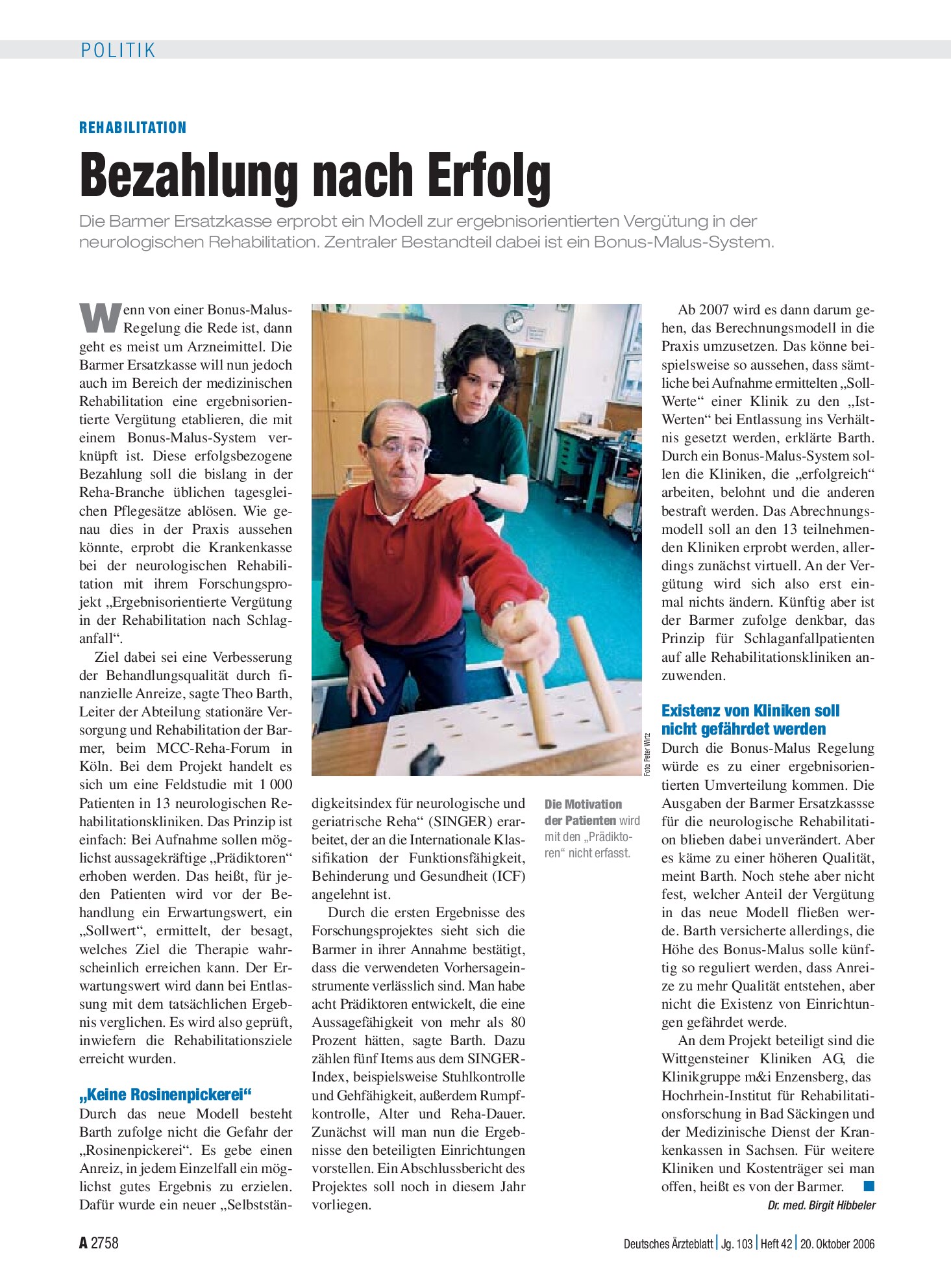 Vorschauseite 1: Rehabilitation: Bezahlung nach Erfolg – Deutsches Ärzteblatt