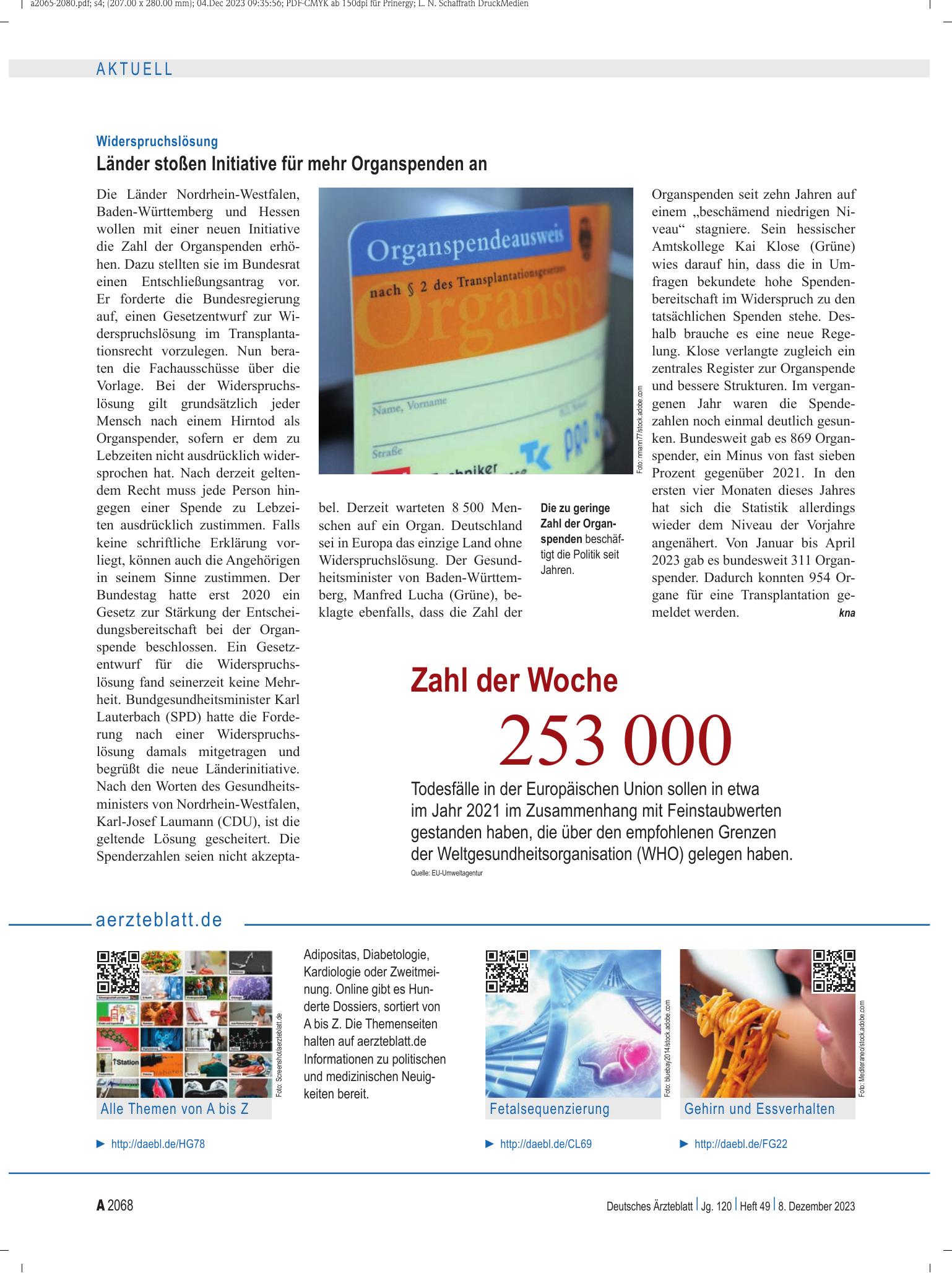 Vorschauseite 1: aerzteblatt.de – Deutsches Ärzteblatt
