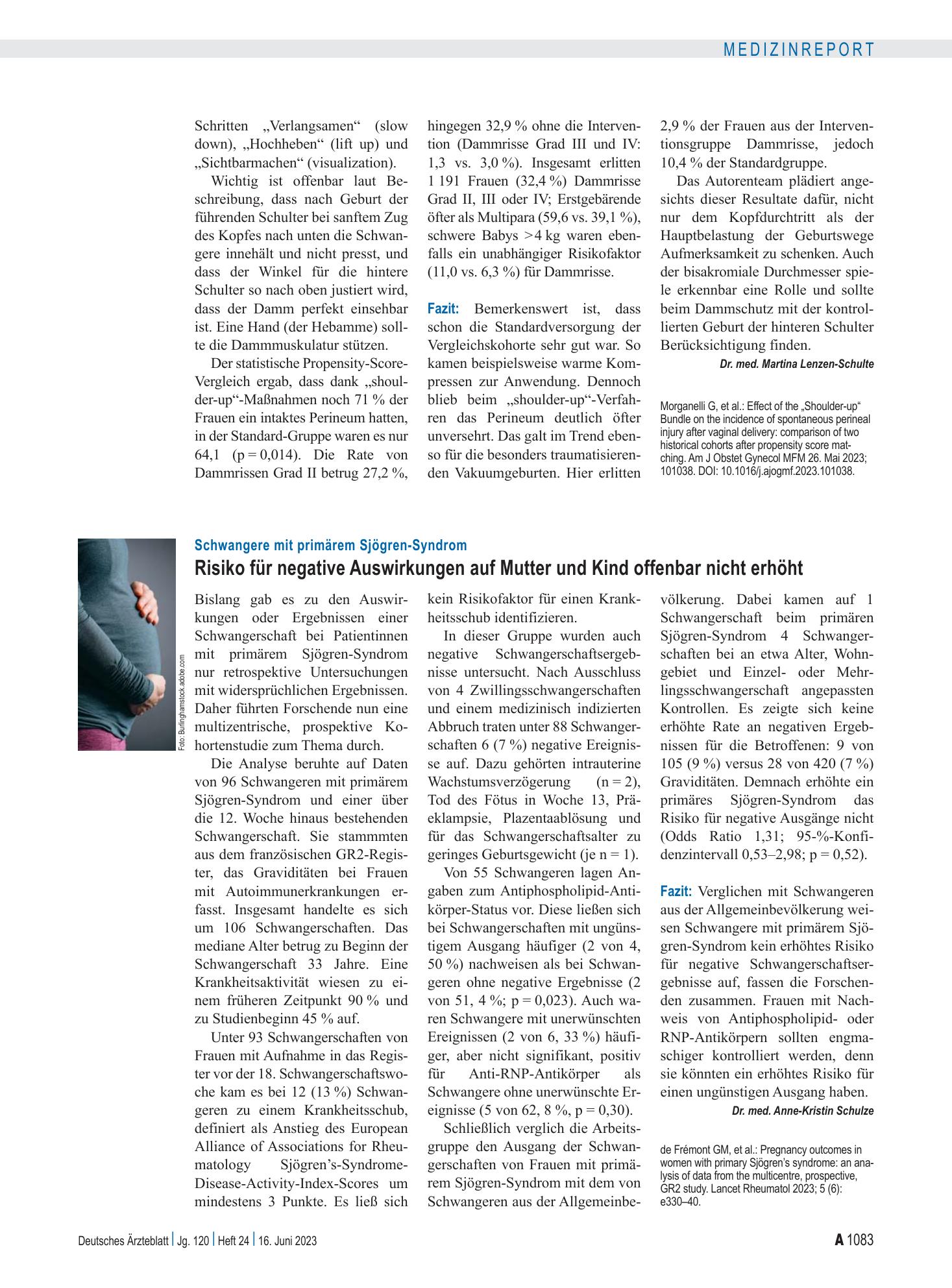 Vorschauseite 1: Schwangere mit primärem Sjögren-Syndrom: Risiko für negative Auswirkungen auf Mutter und Kind offenbar nicht erhöht – Deutsches Ärzteblatt