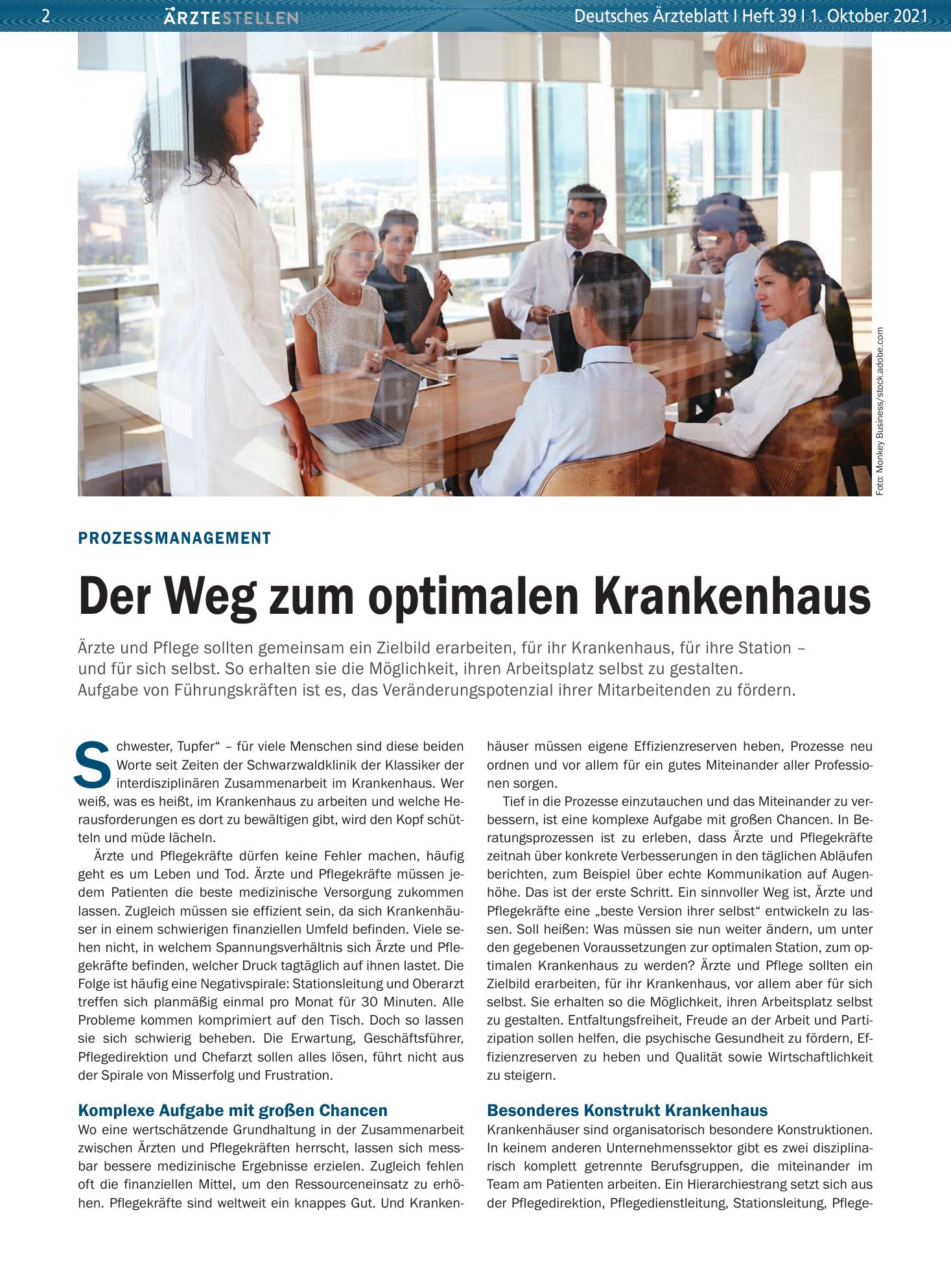 Vorschauseite 1: Prozessmanagement: Der Weg zum optimalen Krankenhaus – Deutsches Ärzteblatt