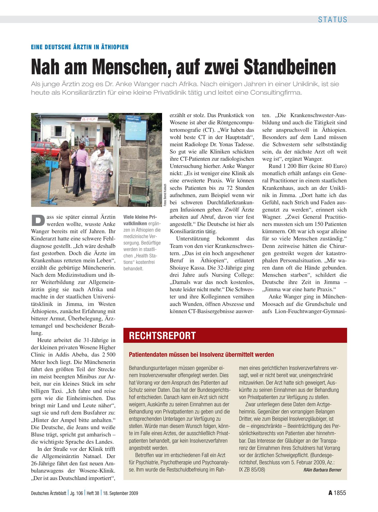 Vorschauseite 1: Patientendaten müssen bei Insolvenz übermittelt werden – Deutsches Ärzteblatt
