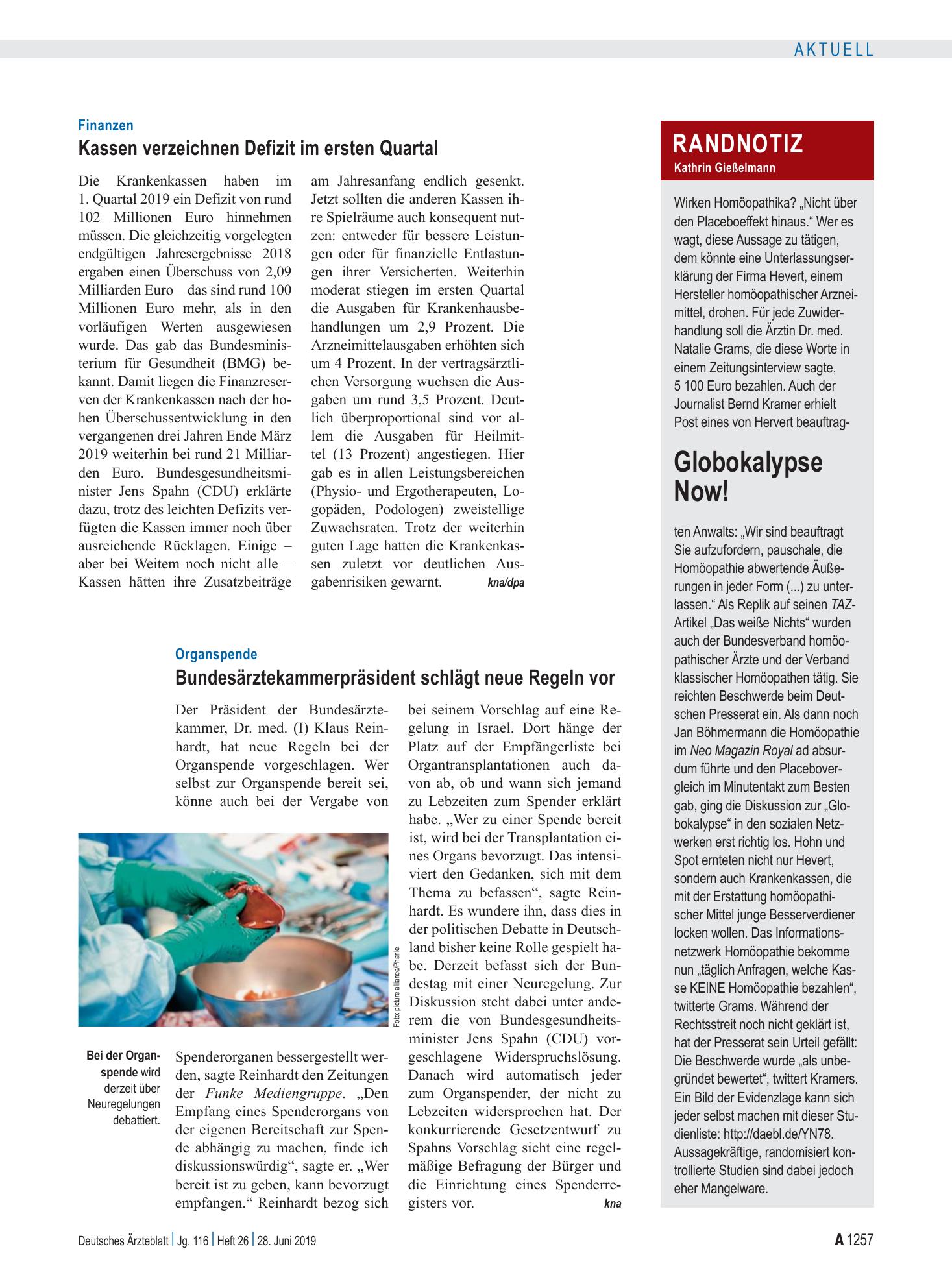 Vorschauseite 1: Randnotiz: Globukalypse Now! – Deutsches Ärzteblatt