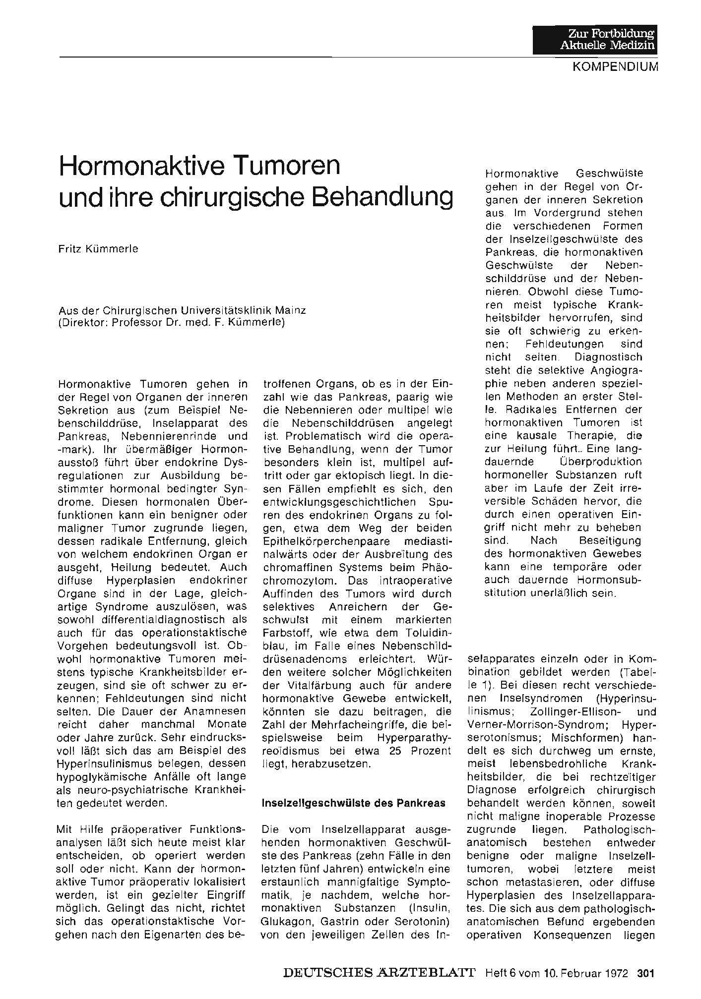 Vorschauseite 1: Hormonaktive Tumoren und ihre chirurgische Behandlung
