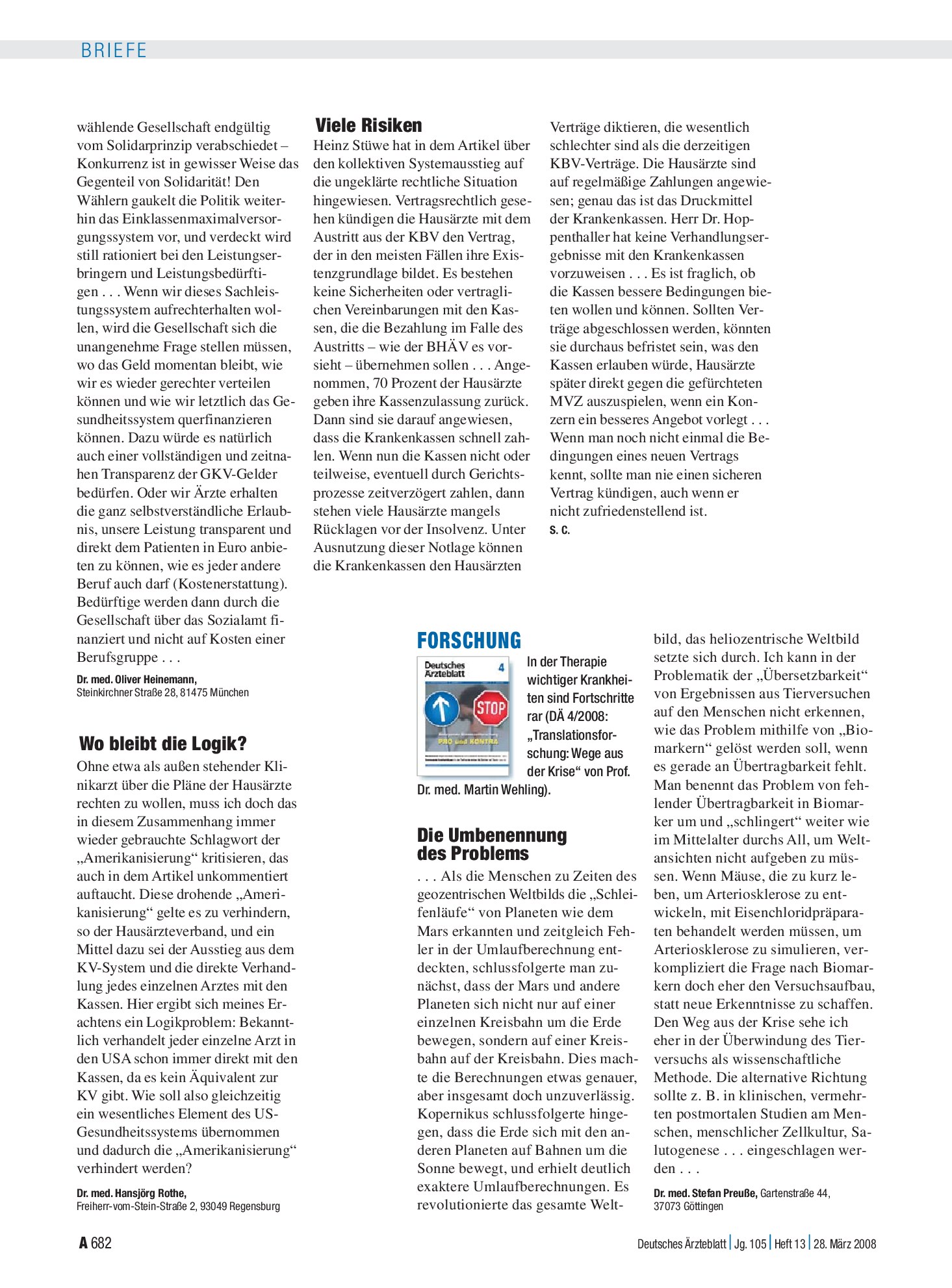 Vorschauseite 1: Kassenärzte: Viele Risiken – Deutsches Ärzteblatt