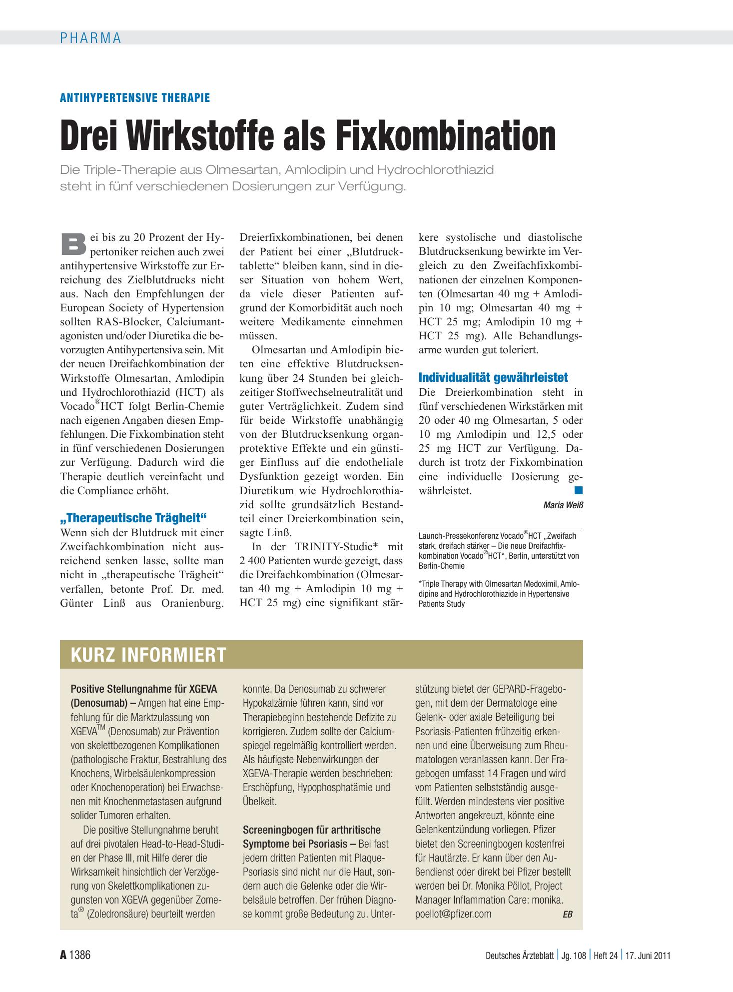 Vorschauseite 1: Kurz informiert – Deutsches Ärzteblatt