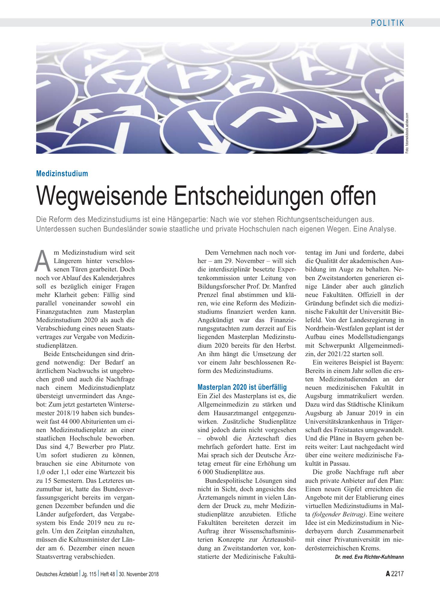 Vorschauseite 1: Medizinstudium: Wegweisende Entscheidungen offen – Deutsches Ärzteblatt