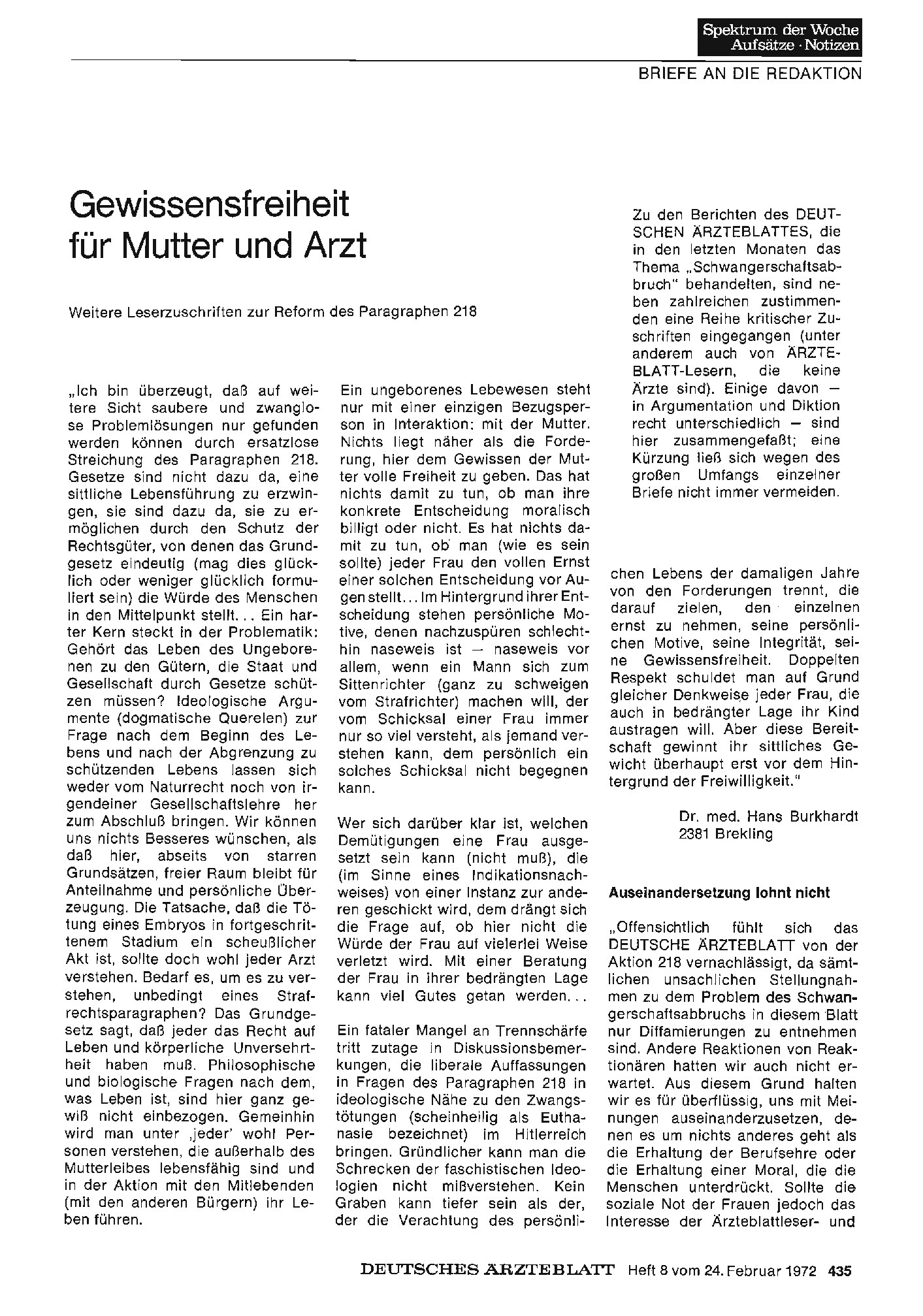 Vorschauseite 1: Reform des Paragraphen 218: Auseinandersetzung lohnt nicht