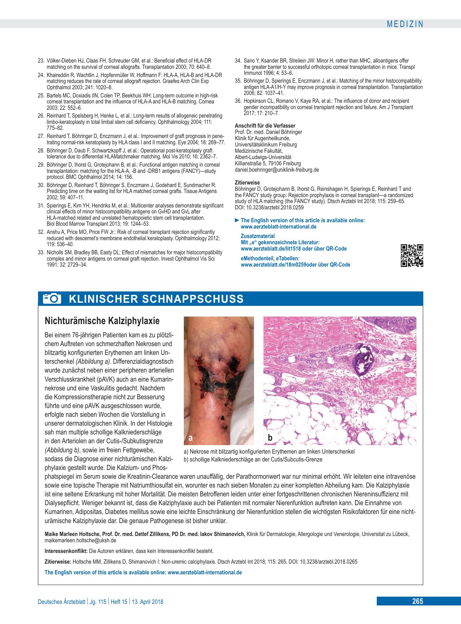 Vorschauseite 1: Nichturämische Kalziphylaxie – Deutsches Ärzteblatt
