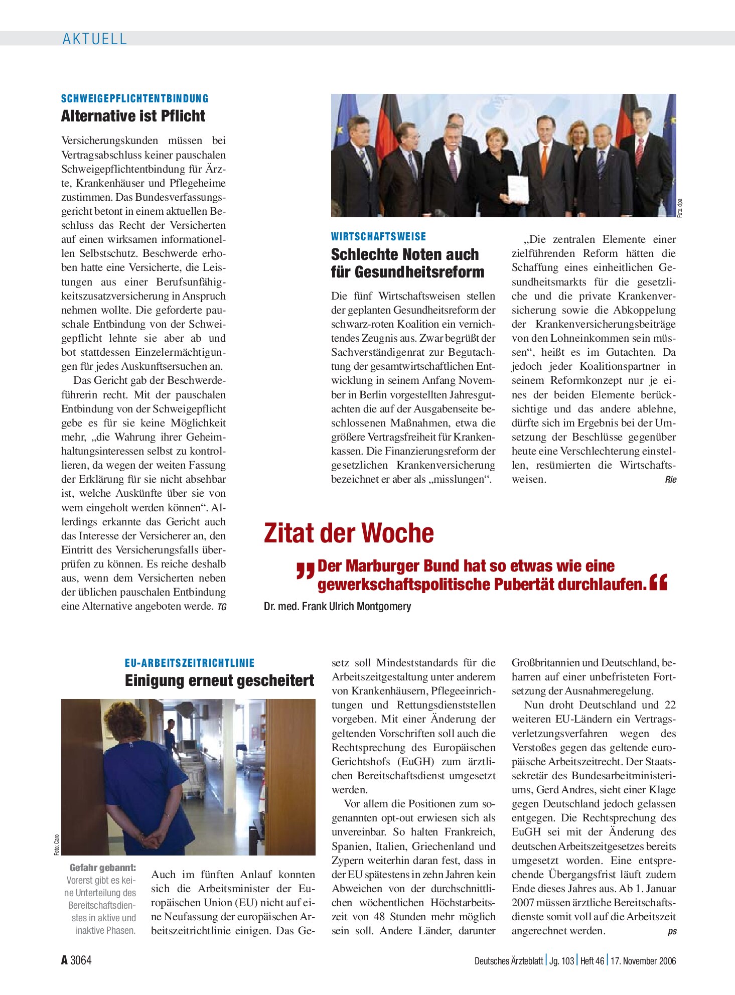 Vorschauseite 1: Schweigepflichtentbindung: Alternative ist Pflicht – Deutsches Ärzteblatt