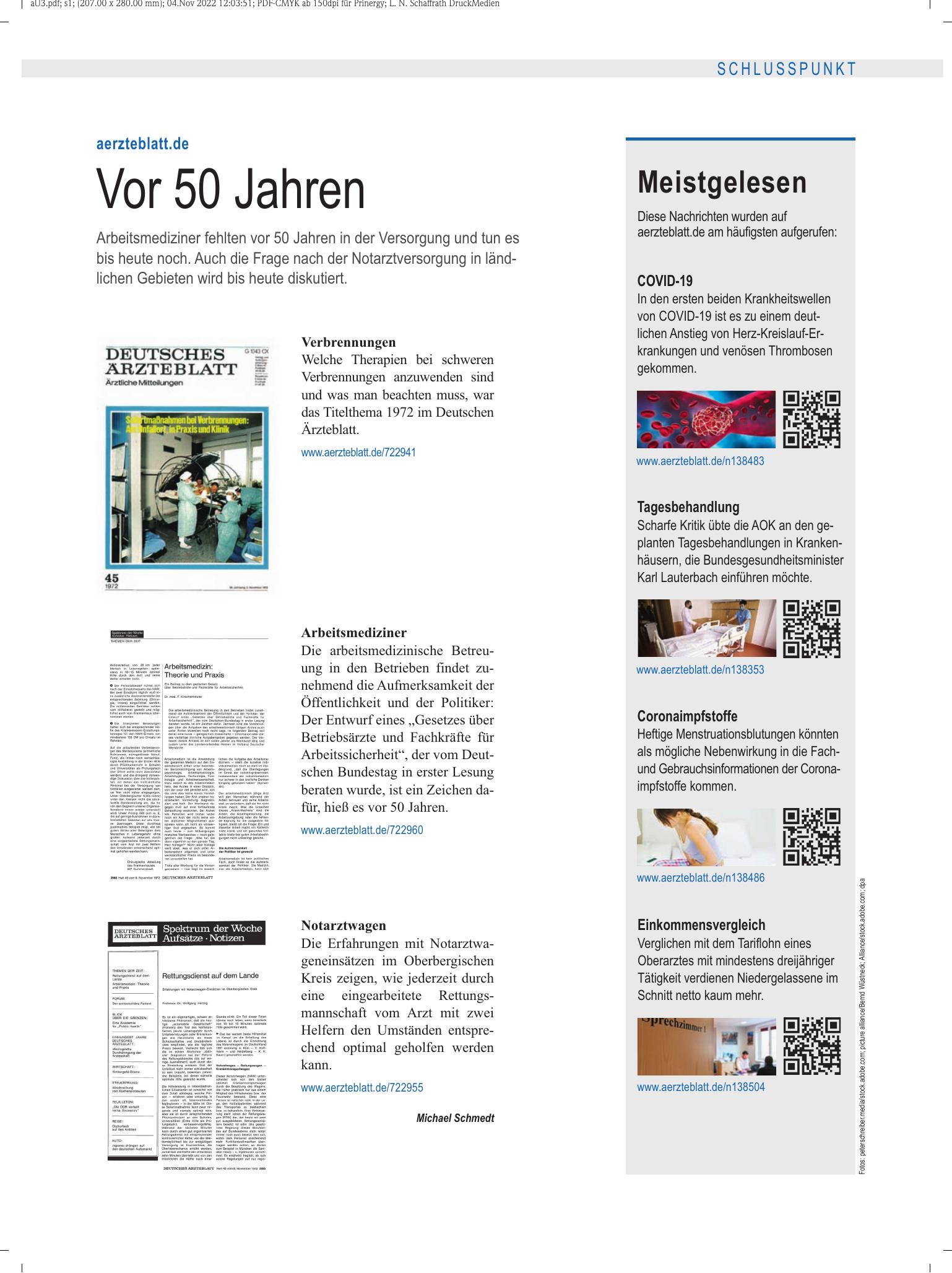 Vorschauseite 1: Meistgelesen – Deutsches Ärzteblatt