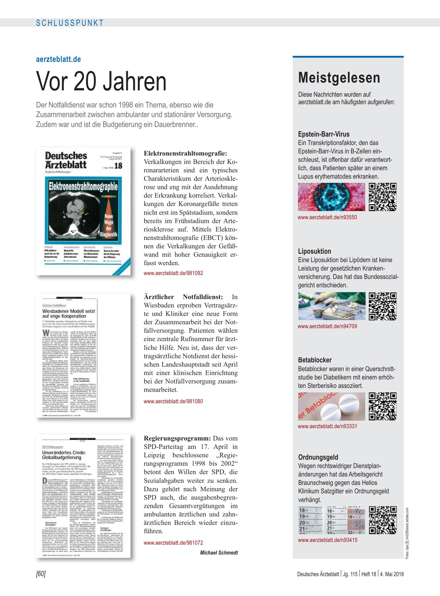 Vorschauseite 1: Meistgelesen – Deutsches Ärzteblatt
