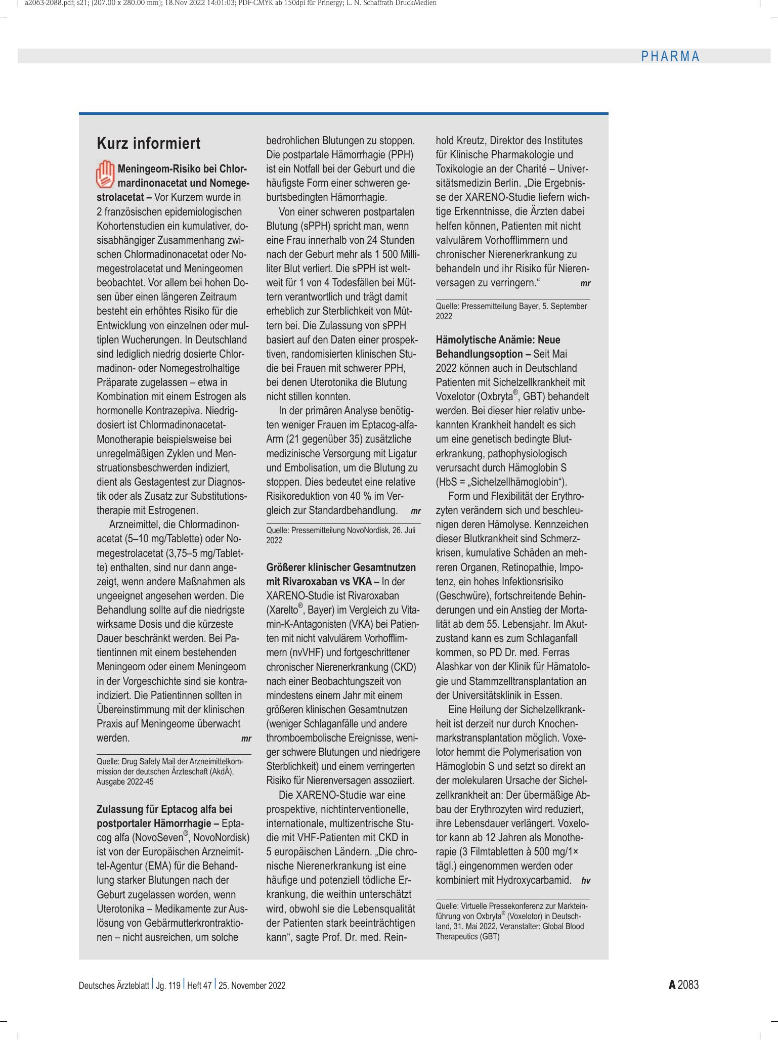 Vorschauseite 1: Kurz informiert – Deutsches Ärzteblatt
