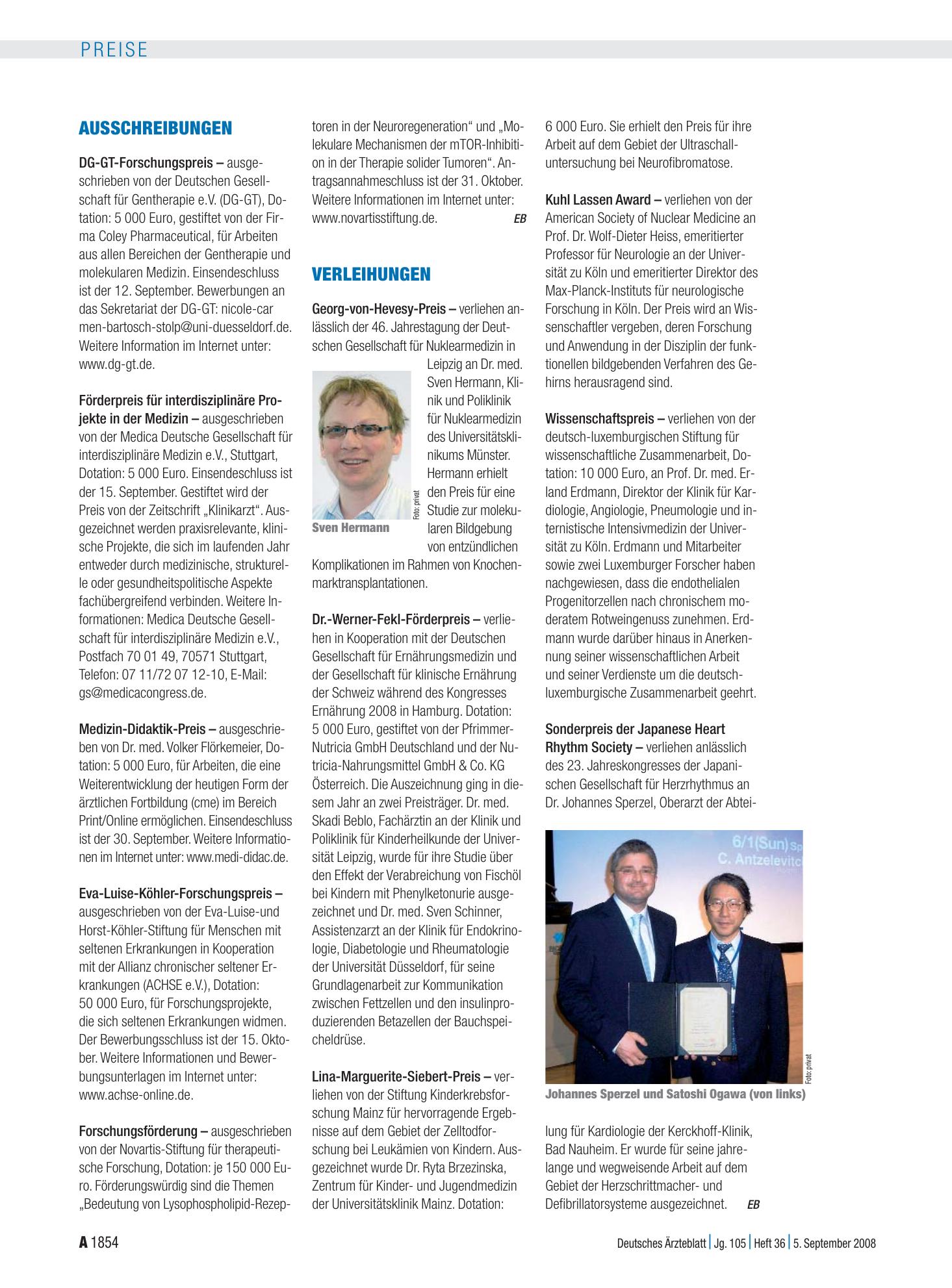 Vorschauseite 1: Ausschreibungen – Deutsches Ärzteblatt