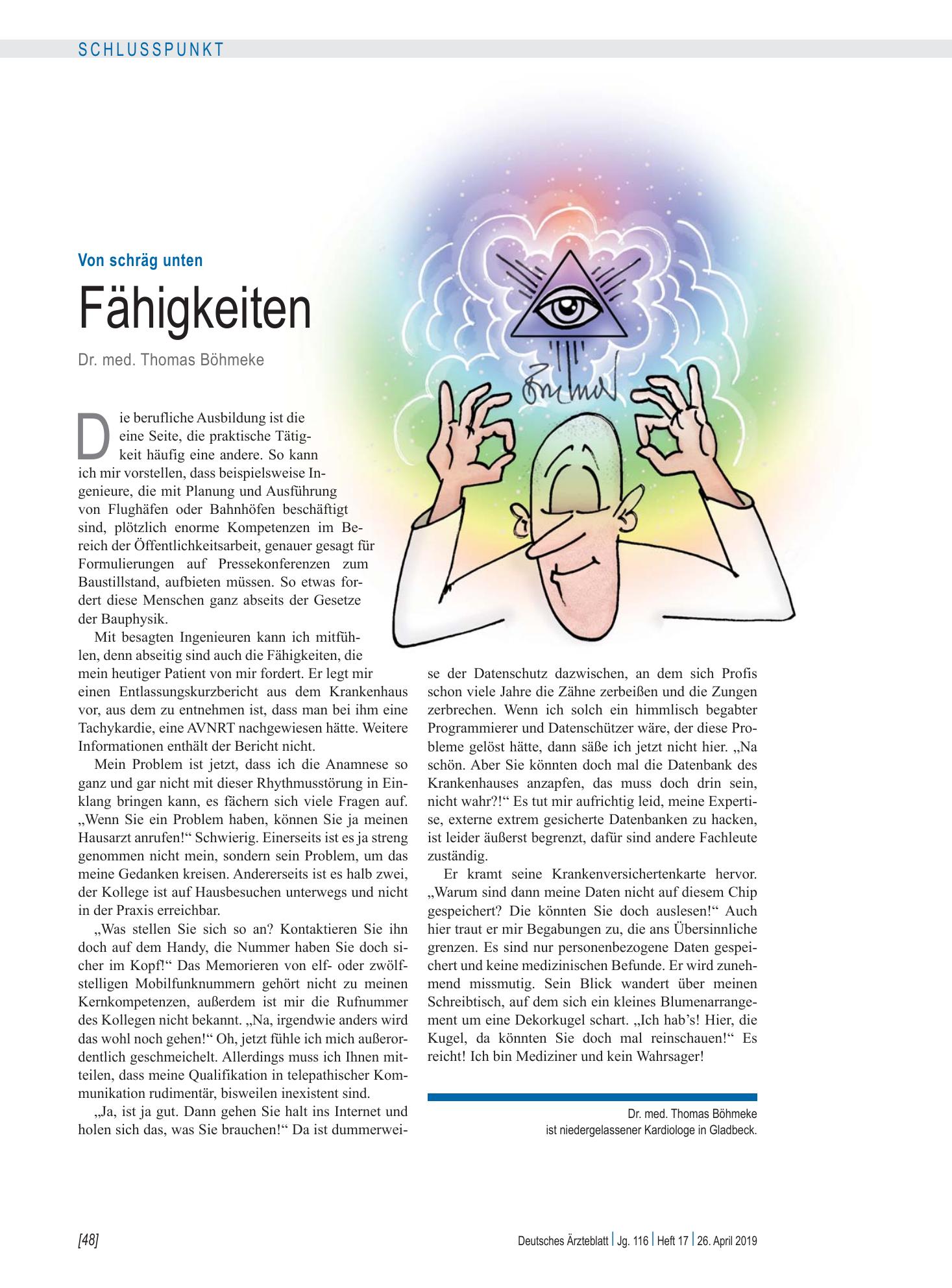 Vorschauseite 1: Von schräg unten: Fähigkeiten – Deutsches Ärzteblatt