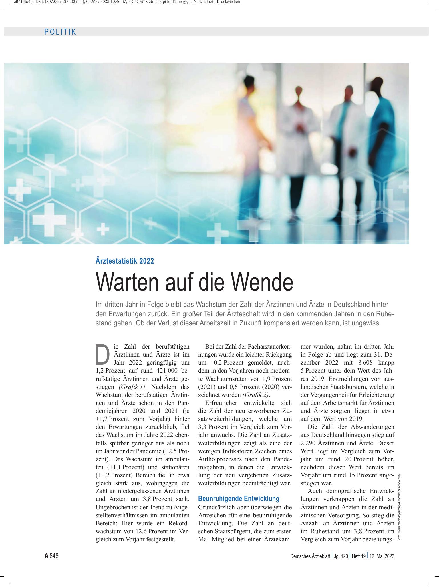 Vorschauseite 1: Ärztestatistik 2022: Warten auf die Wende – Deutsches Ärzteblatt