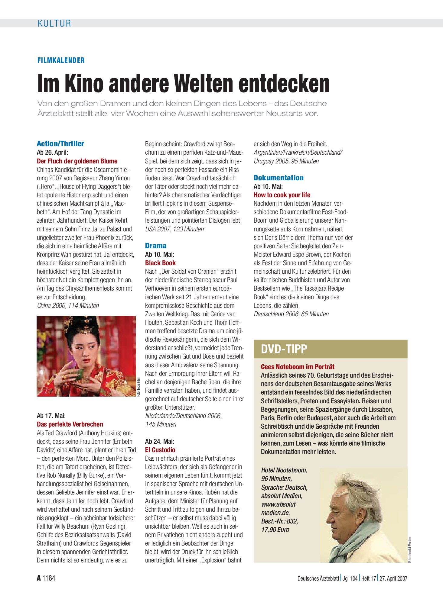 Vorschauseite 1: Filmkalender: Im Kino andere Welten entdecken – Deutsches Ärzteblatt