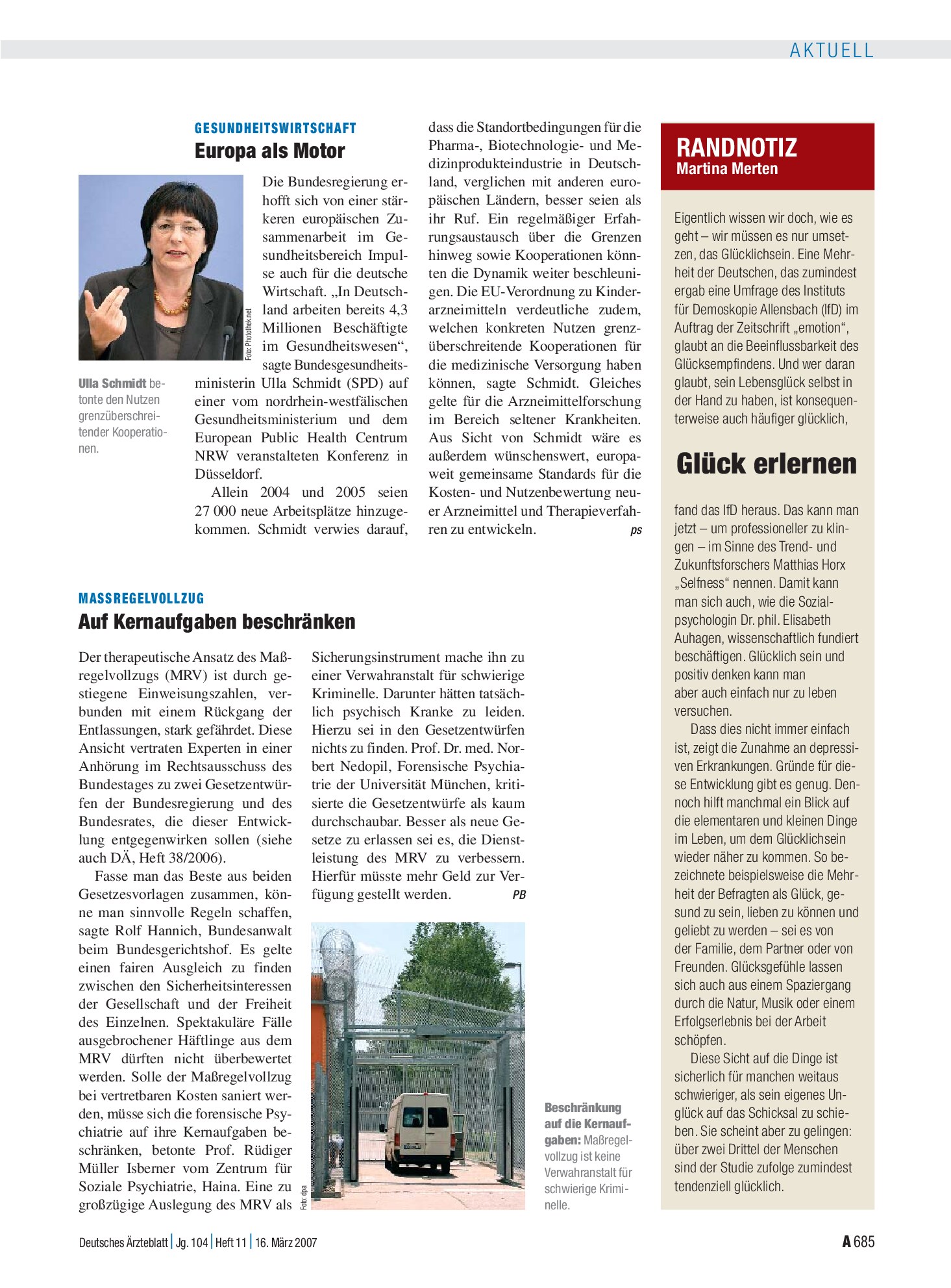 Vorschauseite 1: Randnotiz: Glück erlernen – Deutsches Ärzteblatt