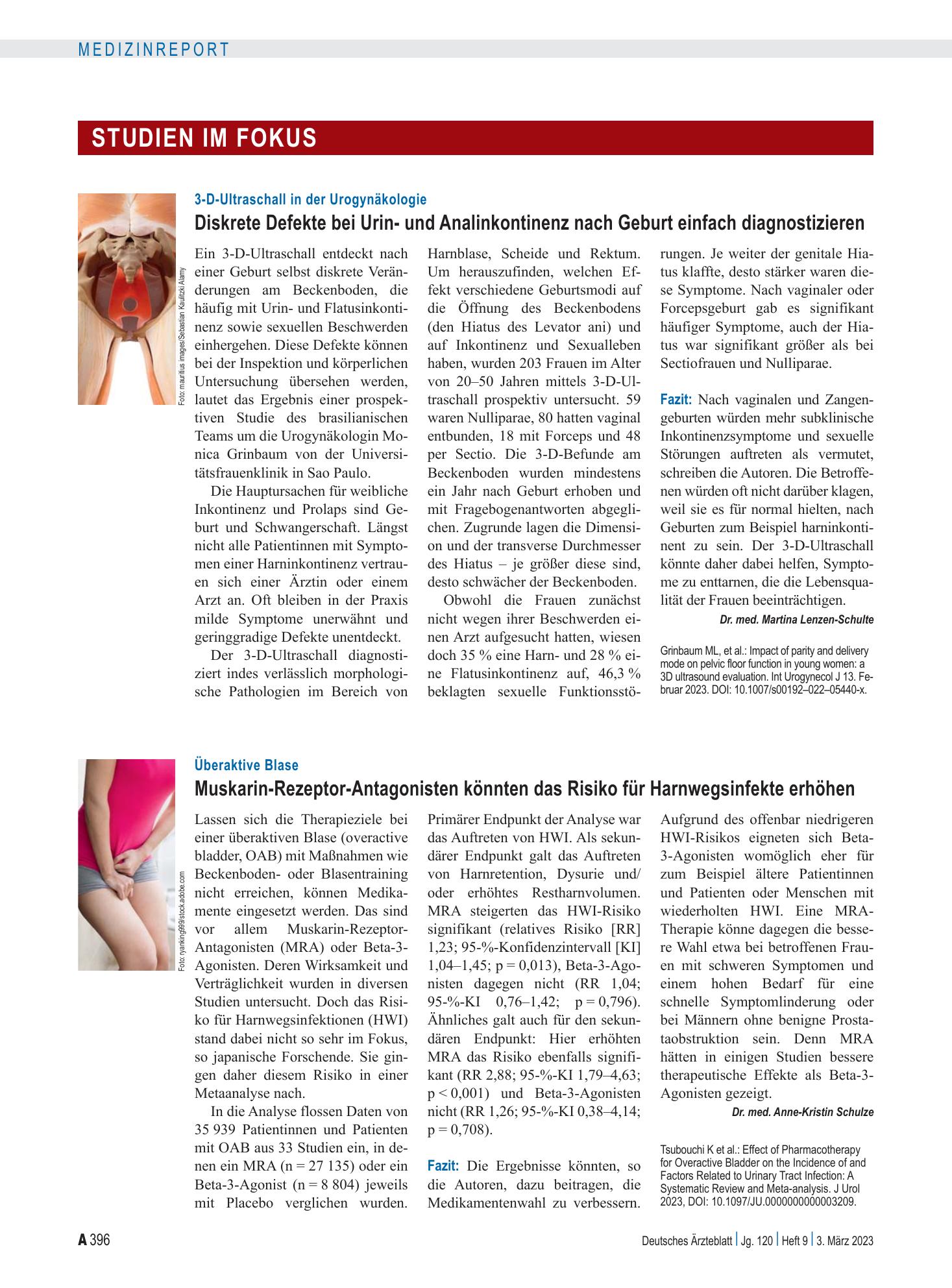 Vorschauseite 1: Überaktive Blase: Muskarin-Rezeptor-Antagonisten könnten das Risiko für Harnwegsinfekte erhöhen – Deutsches Ärzteblatt