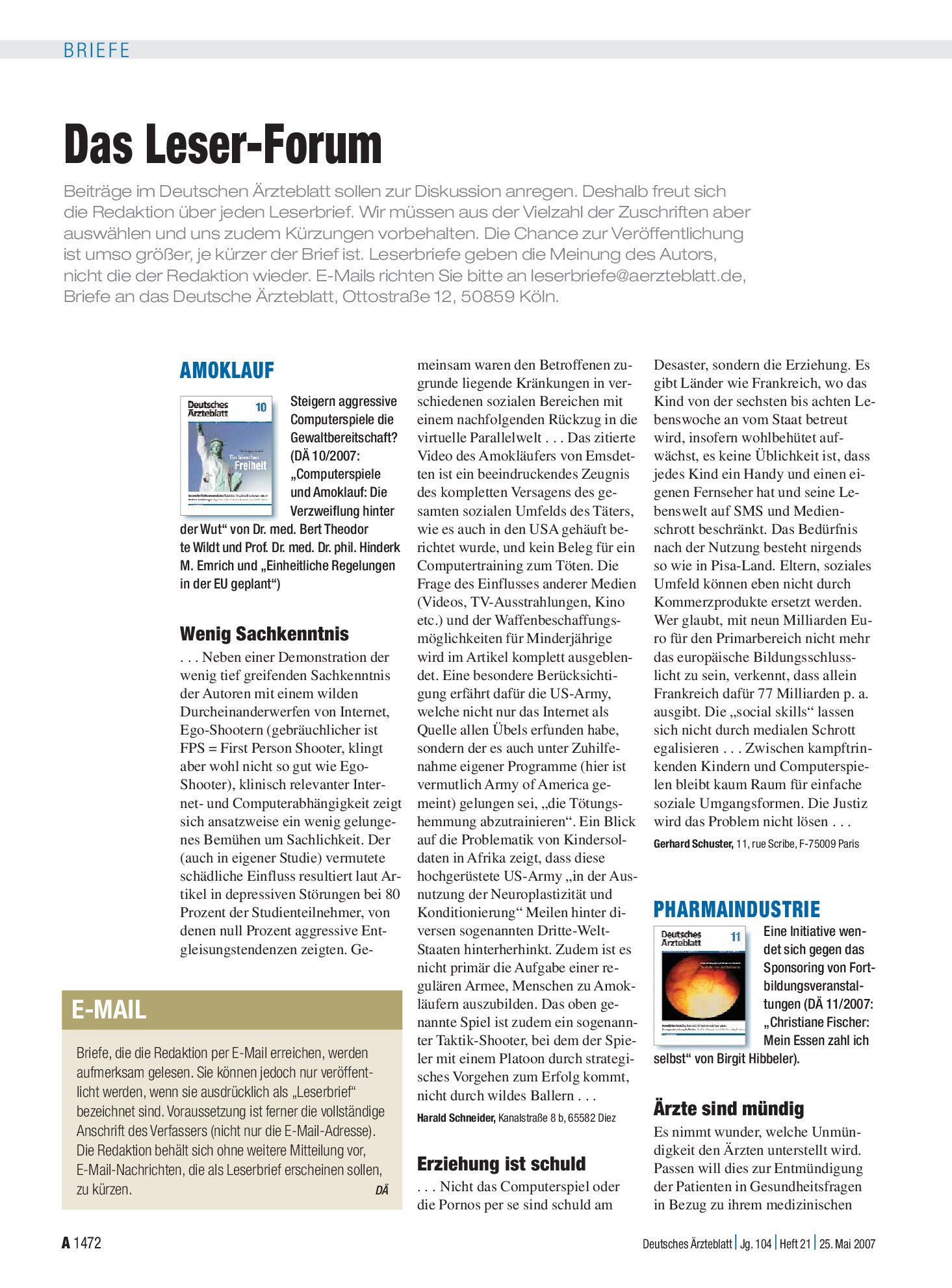 Vorschauseite 1: Pharmaindustrie: Ärzte sind mündig – Deutsches Ärzteblatt