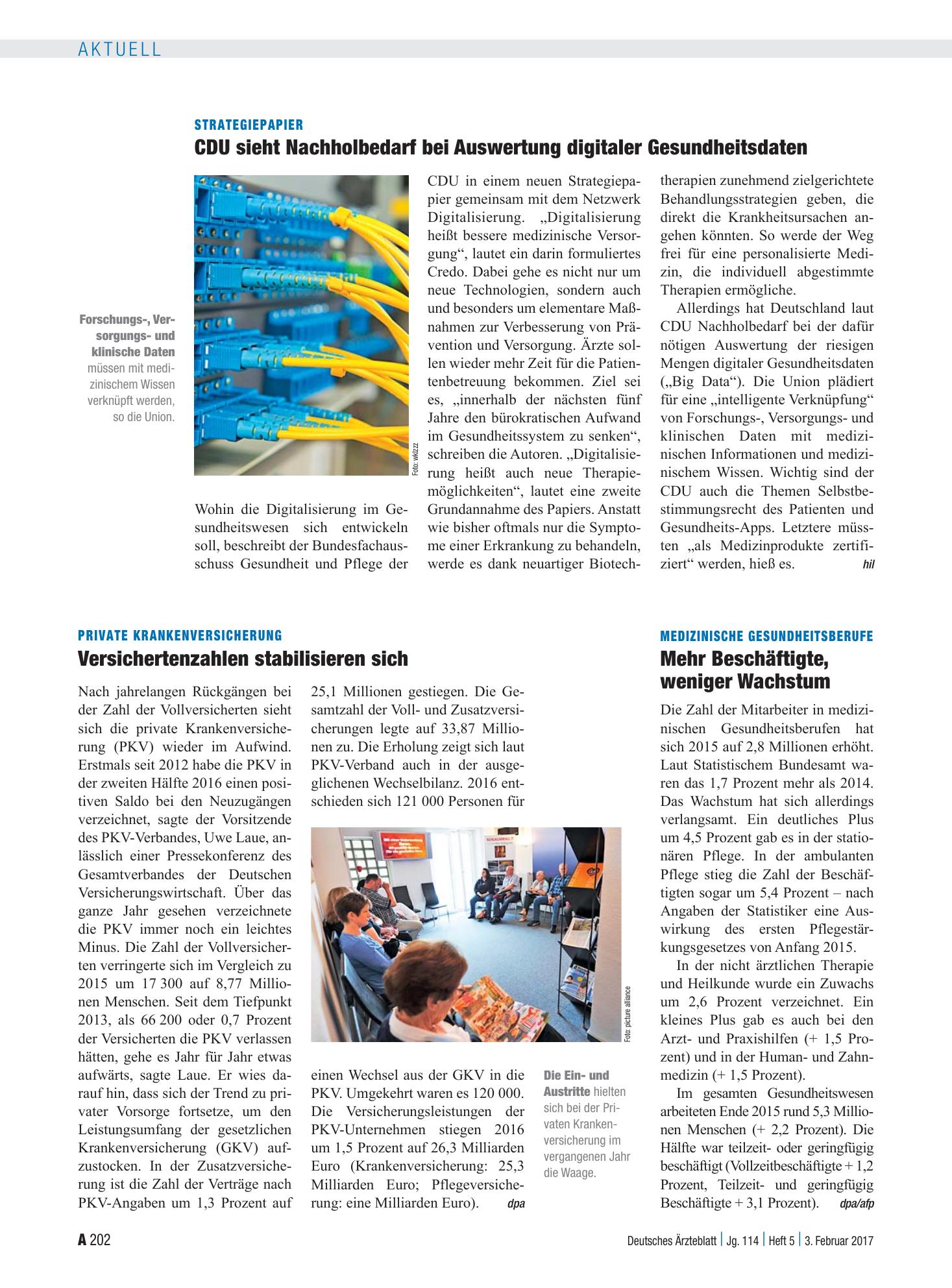 Vorschauseite 1: Strategiepapier: CDU sieht Nachholbedarf bei Auswertung digitaler Gesundheitsdaten – Deutsches Ärzteblatt