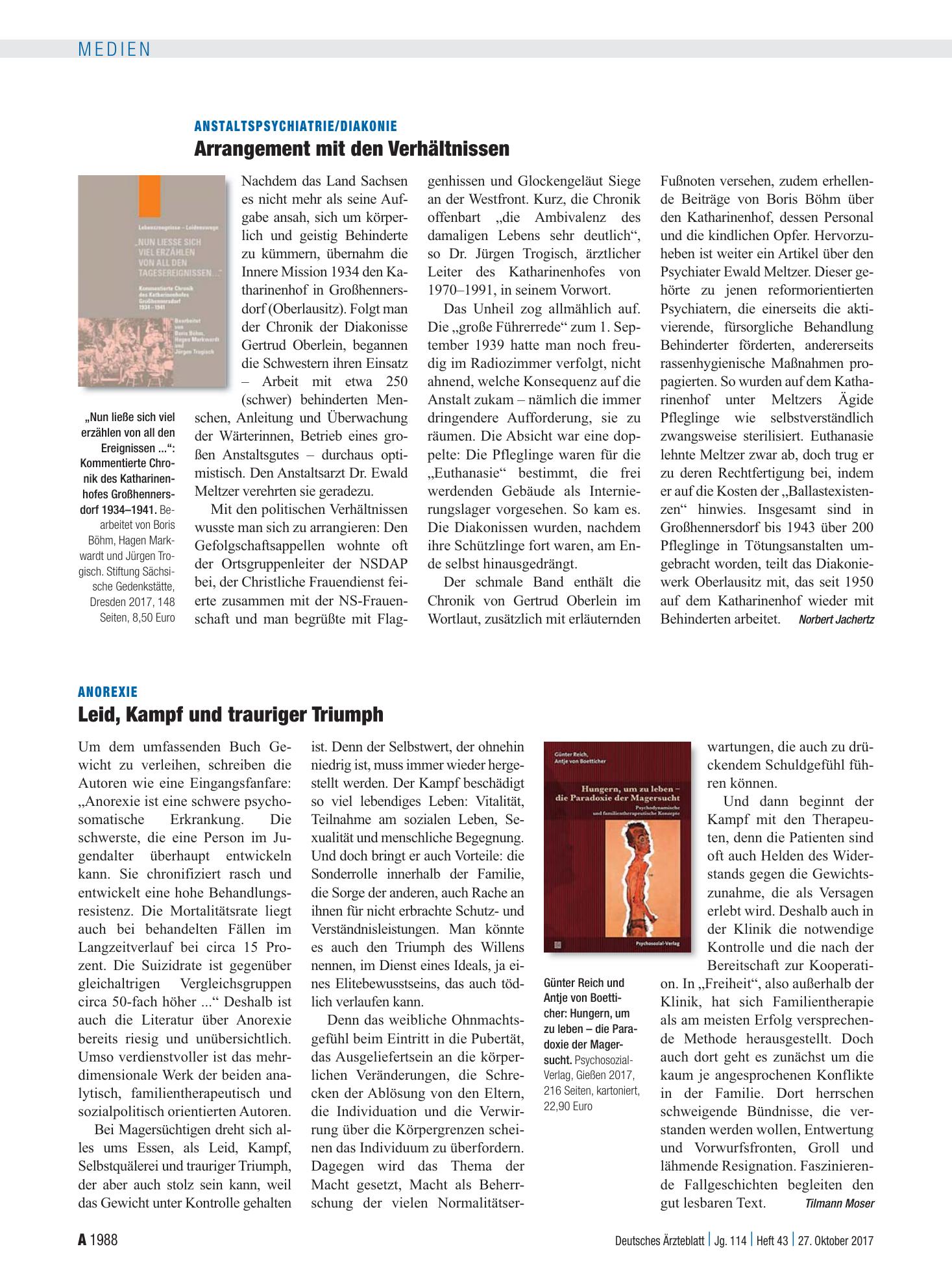 Vorschauseite 1: Anorexie: Leid, Kampf und trauriger Triumph – Deutsches Ärzteblatt