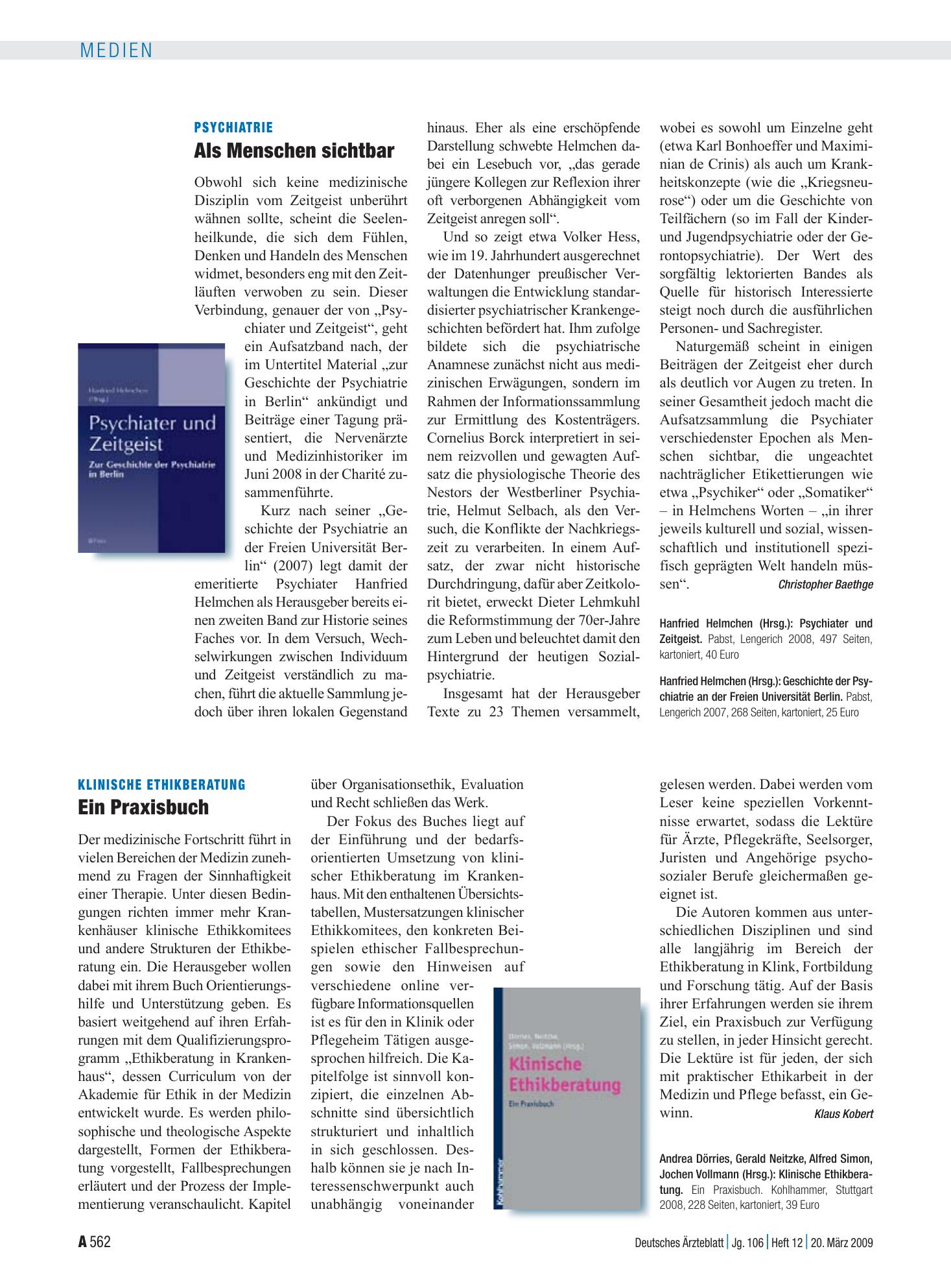 Vorschauseite 1: Klinische Ethikberatung: Ein Praxisbuch – Deutsches Ärzteblatt