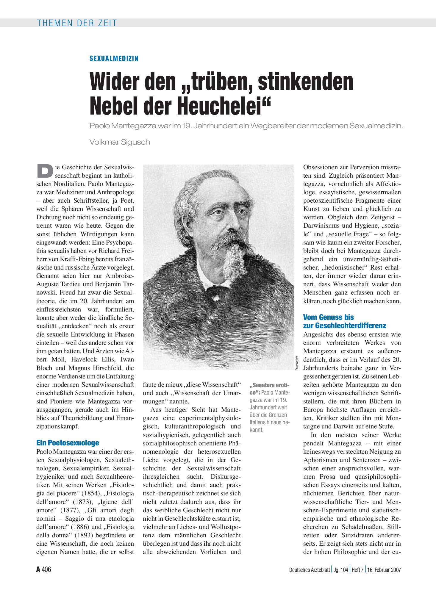 Vorschauseite 1: Sexualmedizin: Wider den „trüben, stinkenden Nebel der Heuchelei“ – Deutsches Ärzteblatt