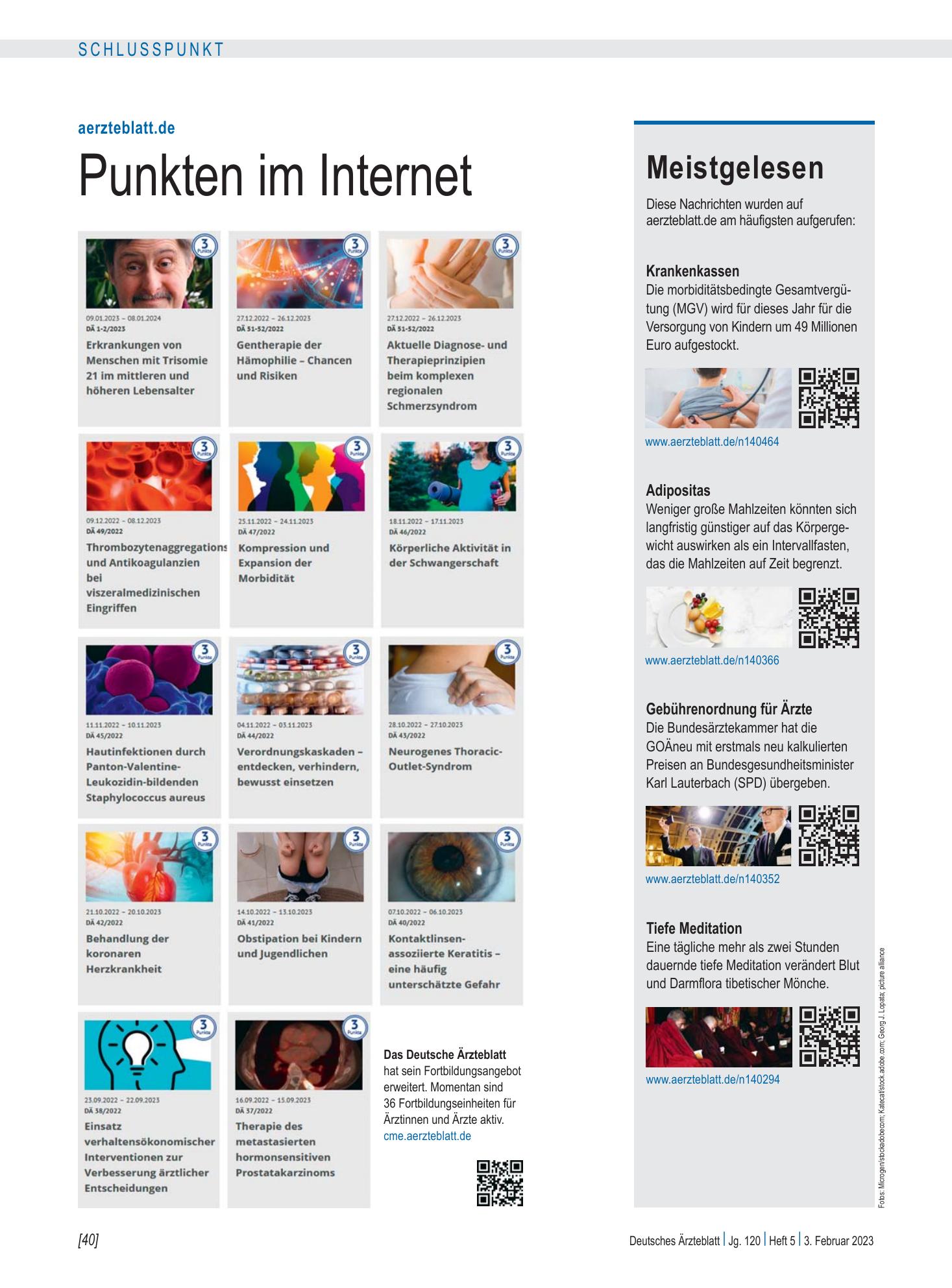 Vorschauseite 1: Meistgelesen – Deutsches Ärzteblatt