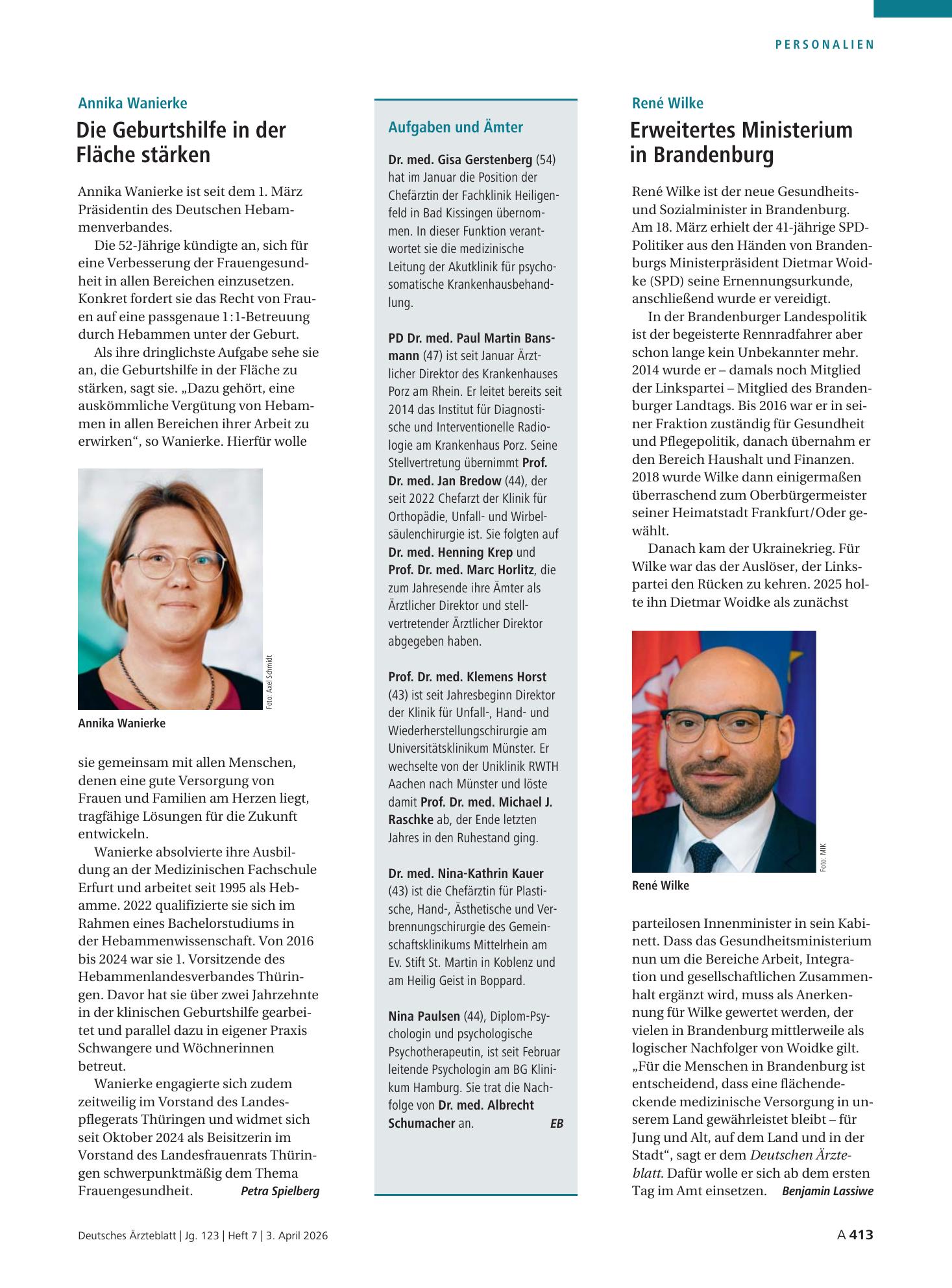 Vorschauseite 1: Aufgaben und Ämter – Deutsches Ärzteblatt