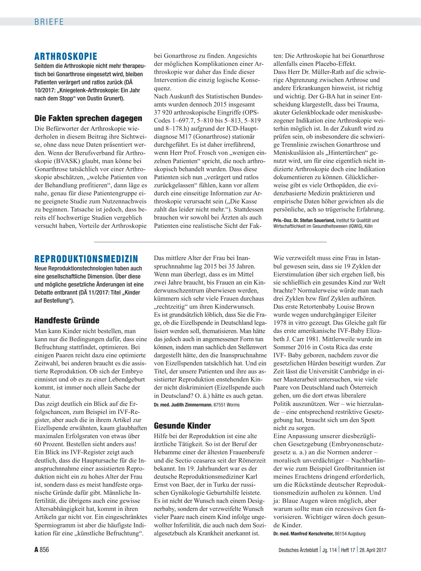 Vorschauseite 1: Reproduktionsmedizin: Handfeste Gründe – Deutsches Ärzteblatt