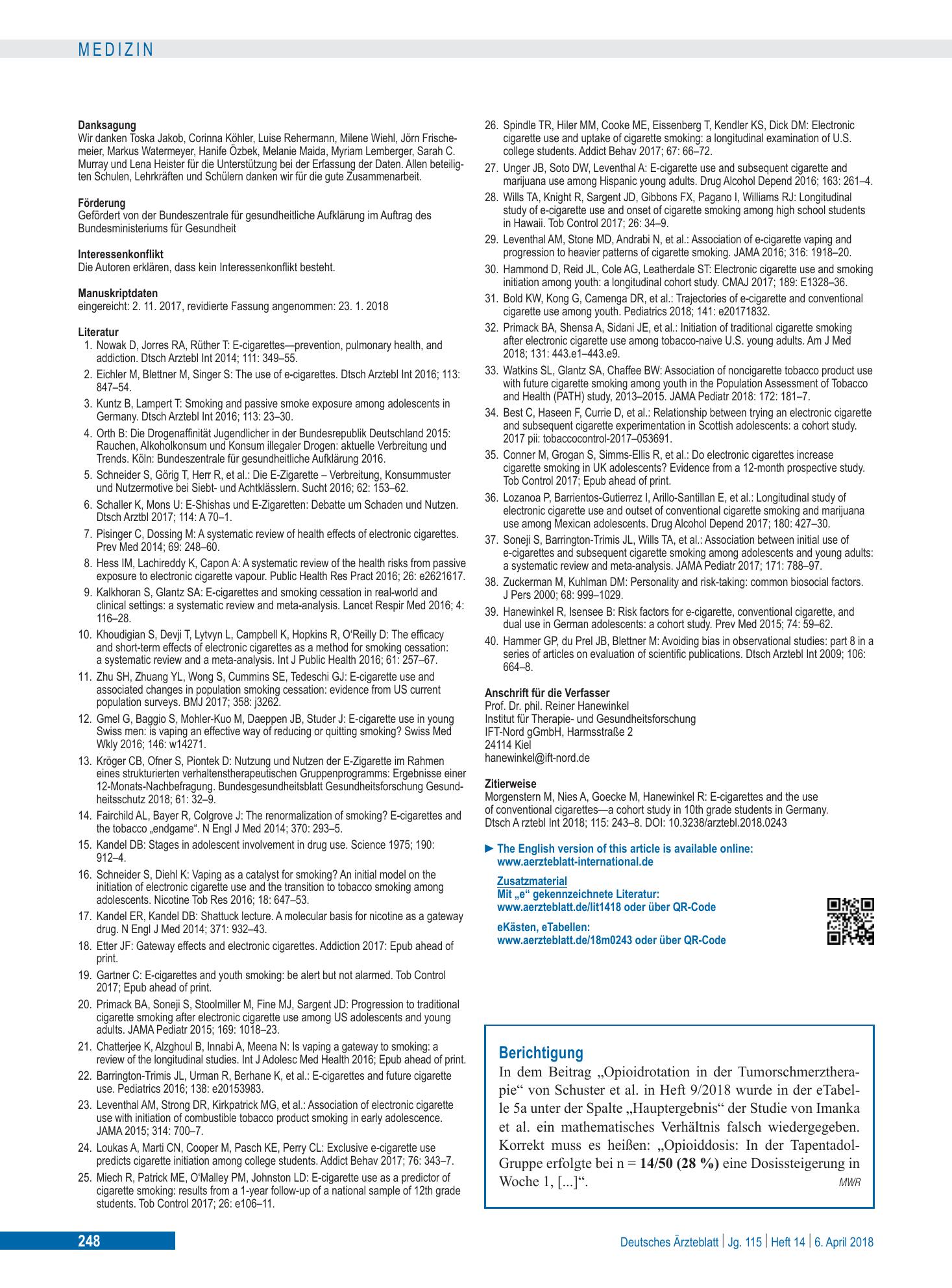 Vorschauseite 1: Berichtigung – Deutsches Ärzteblatt