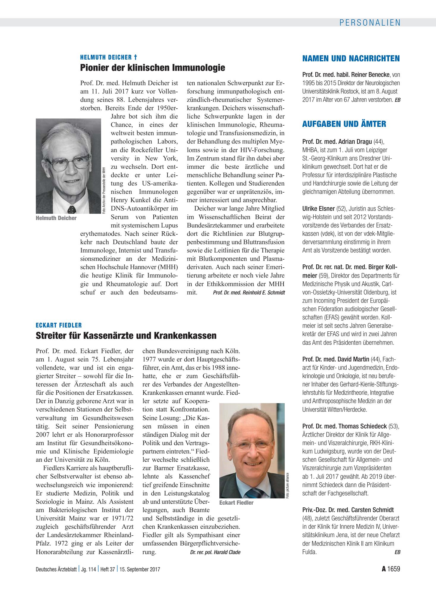 Vorschauseite 1: Aufgaben und Ämter – Deutsches Ärzteblatt
