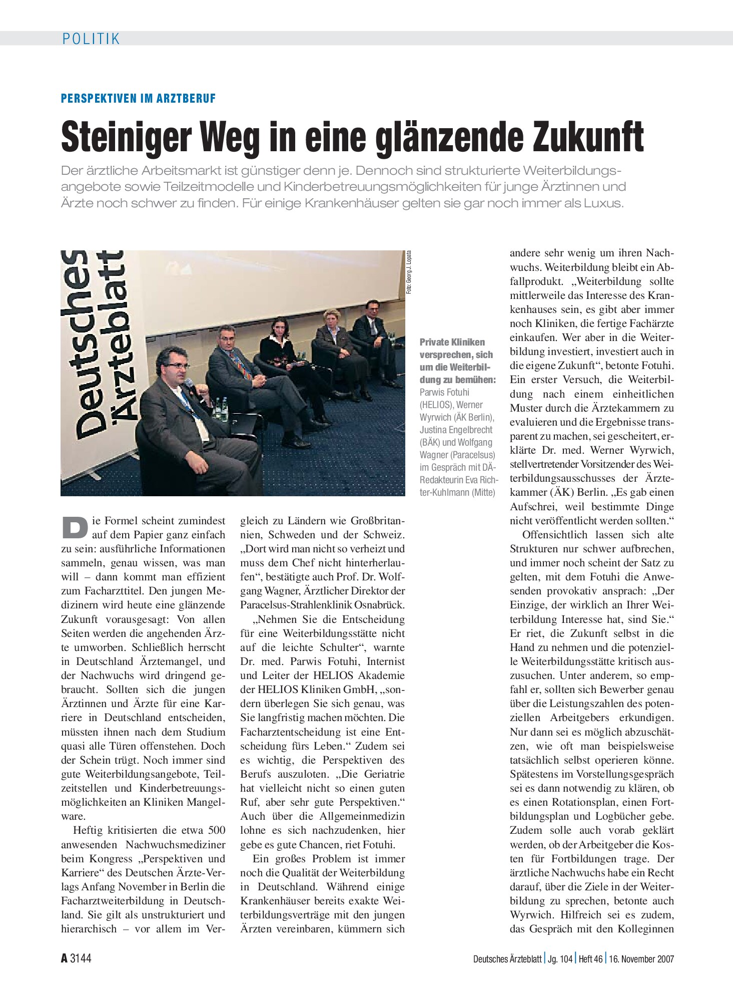 Vorschauseite 1: Perspektiven im Arztberuf: Steiniger Weg in eine glänzende Zukunft – Deutsches Ärzteblatt
