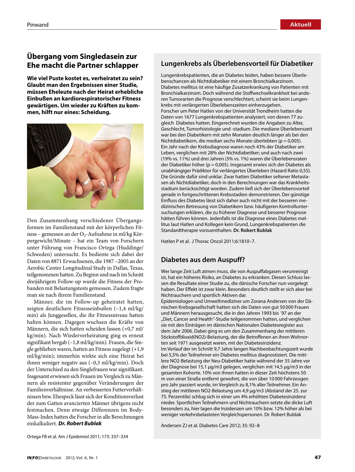 Vorschauseite 1: Lungenkrebs als Überlebensvorteil für Diabetiker